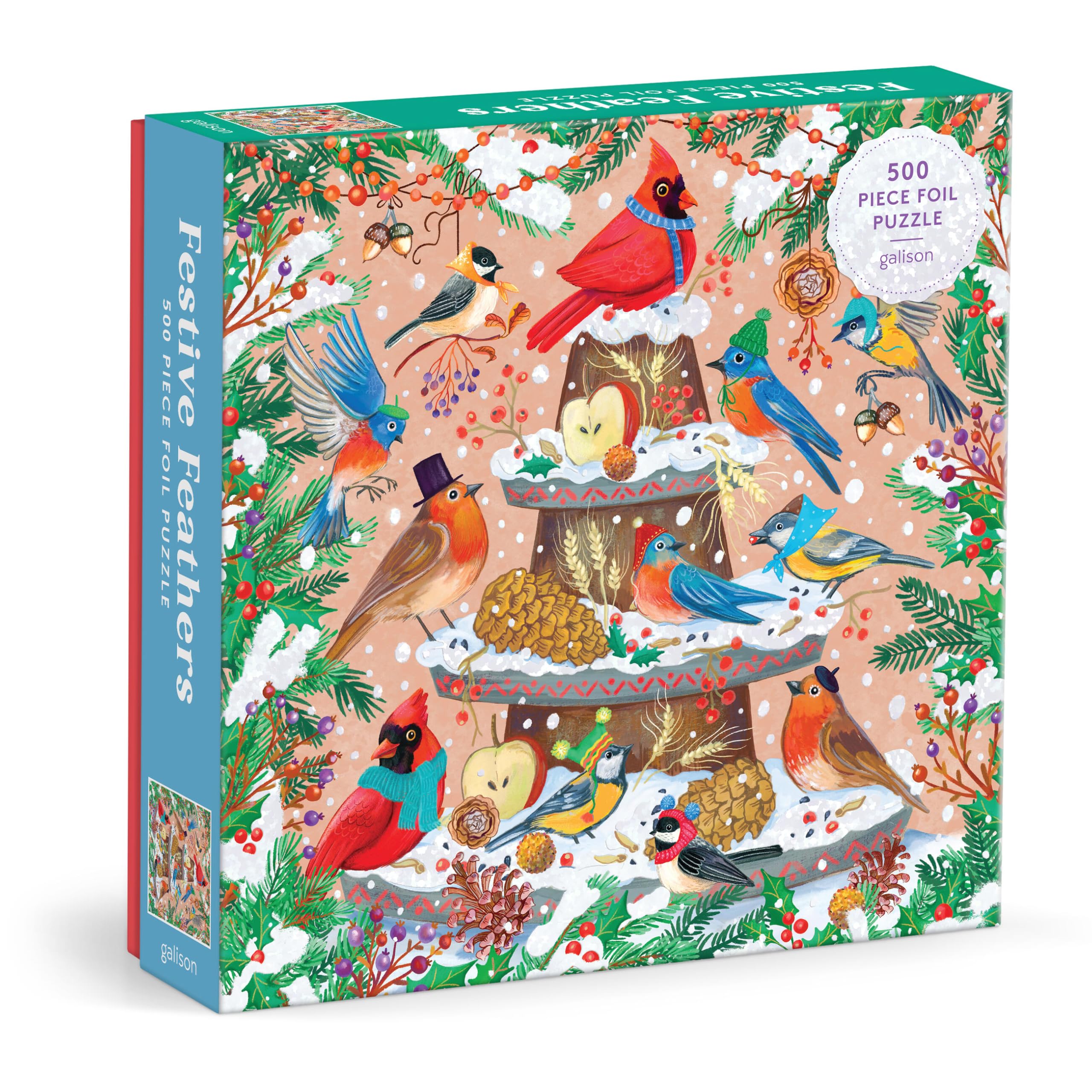 Amazon.com: Galison Festive Feathers – 500 Piece Foil Jigsaw