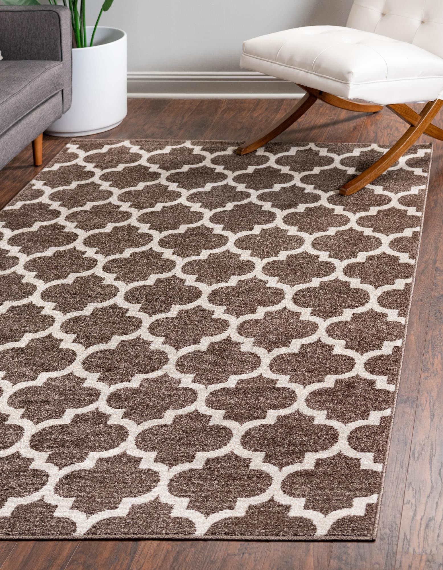 Rugs.com Lattice Collection Rug – 5' x 8' Brown Medium Rug Perfect for Bedrooms, Dining Rooms, Living Rooms