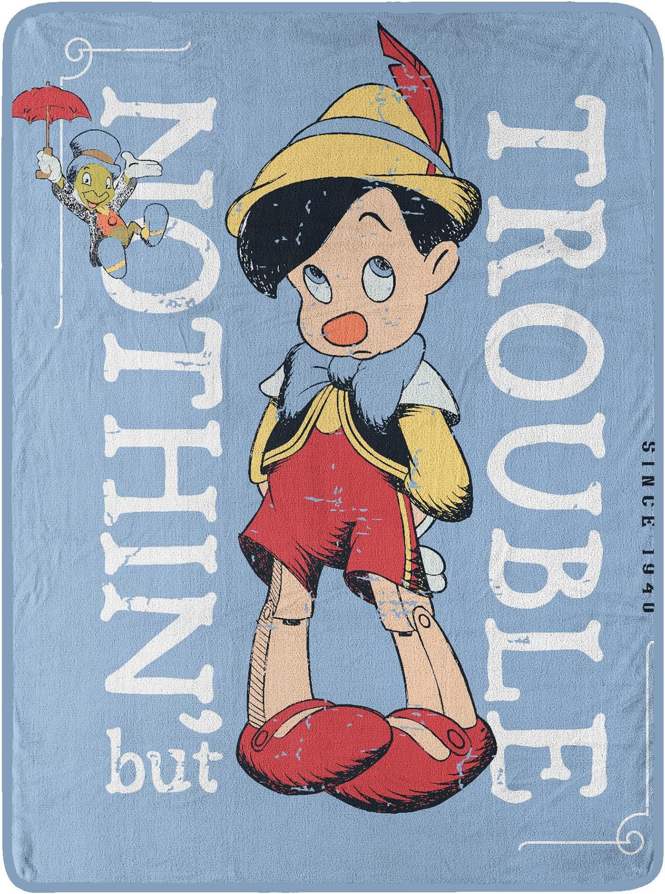 Disney's Pinocchio Micro Raschel Throw Blanket, 46" x 60", Trouble