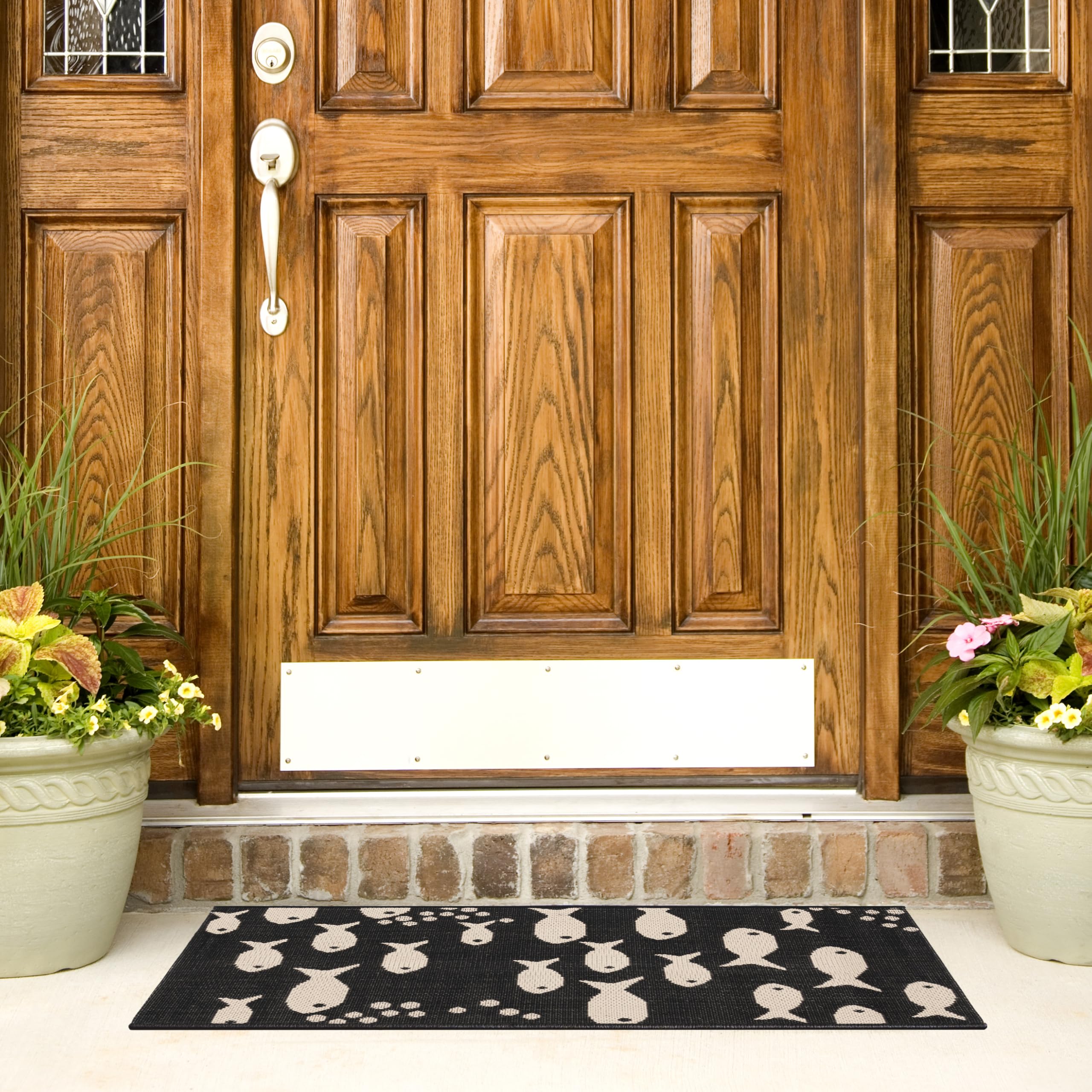 SAFAVIEH Washable Rug Outdoor Courtyard Collection - 2' x 3'7", Black & Beige, Non-Shedding & Easy Cleaning, Ideal for Patio, Front Door, Entryway,