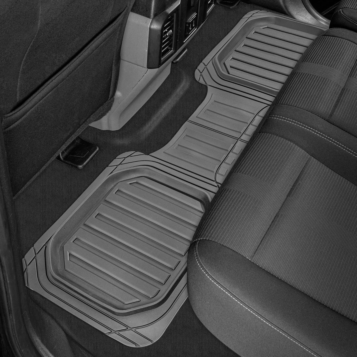 BDK Cat® CAMT-9013 (3-Piece) Large Heavy Duty Rubber Car Floor Mats with Trunk Cargo Liner, Trim to Fit Front & Rear Combo Set for Car Sedan SUV Van, All Weather