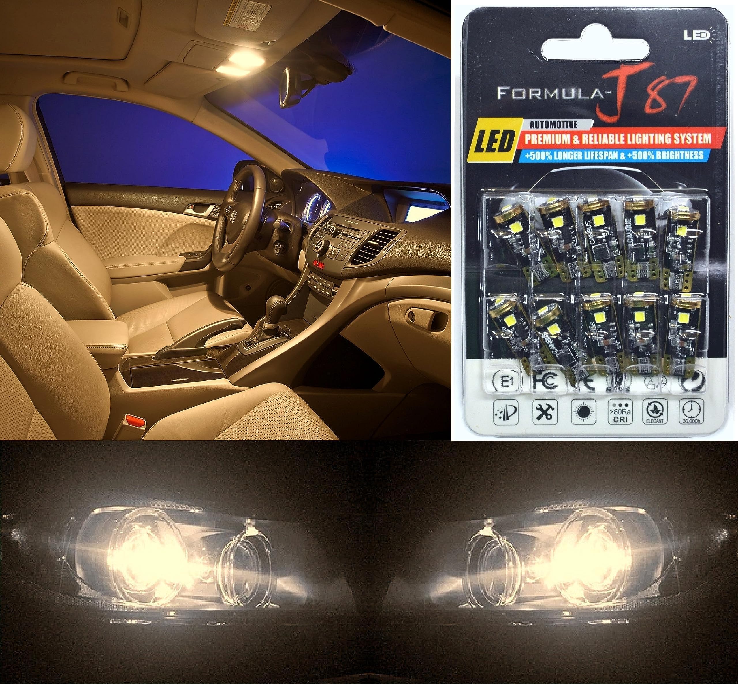 Canbus Error LED Bulbs 194 168 2825 T10 Interior Dome Map Light Replacement (Pack of 10) (Warm White)