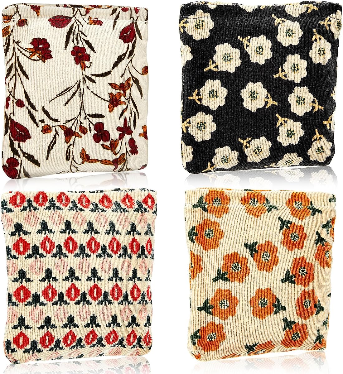 Abbylike 4 piezas pequeña bolsa de maquillaje bolsa de cosméticos de pana con cremallera bolsas pequeñas portátiles para bolso mini bolsa lindo bolso de maquillaje para monedas artículos esenciales mujeres (clásico)