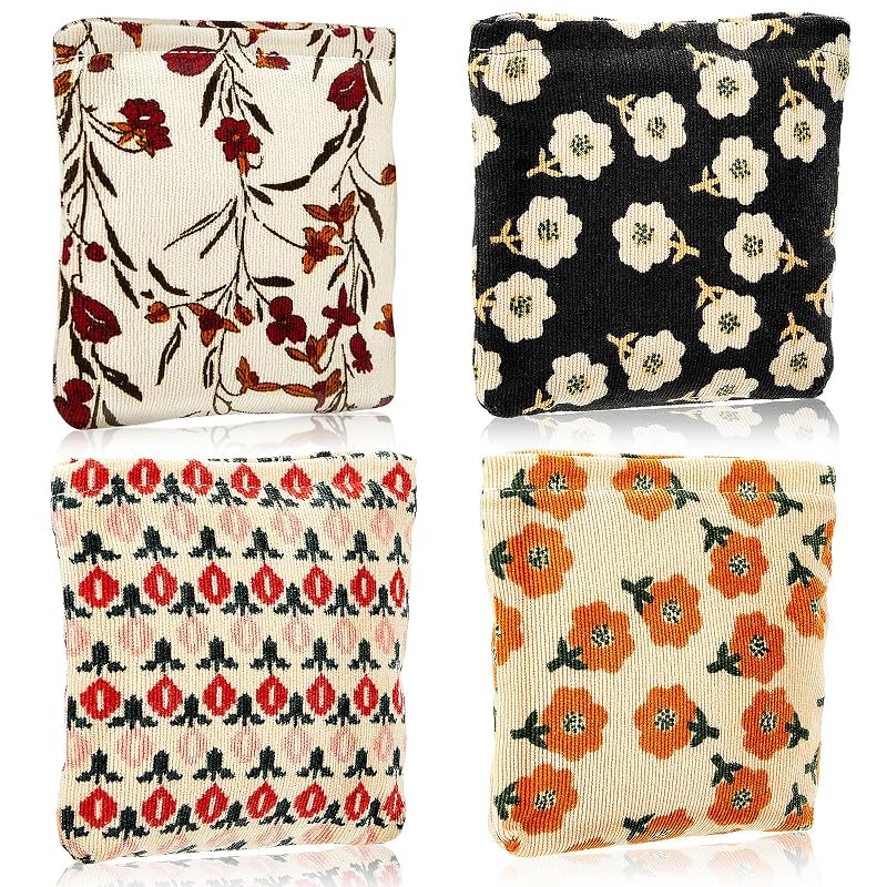 Abbylike 4 necessaires pequenas de veludo cotelê com zíper, estojos para maquiagem e acessórios, Classic