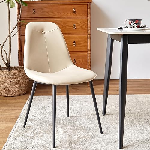 Juego de 2 sillas de comedor con respaldo alto, sillas modernas de cocina y comedor de mediados de siglo, sillas tapizadas de piel sintética,