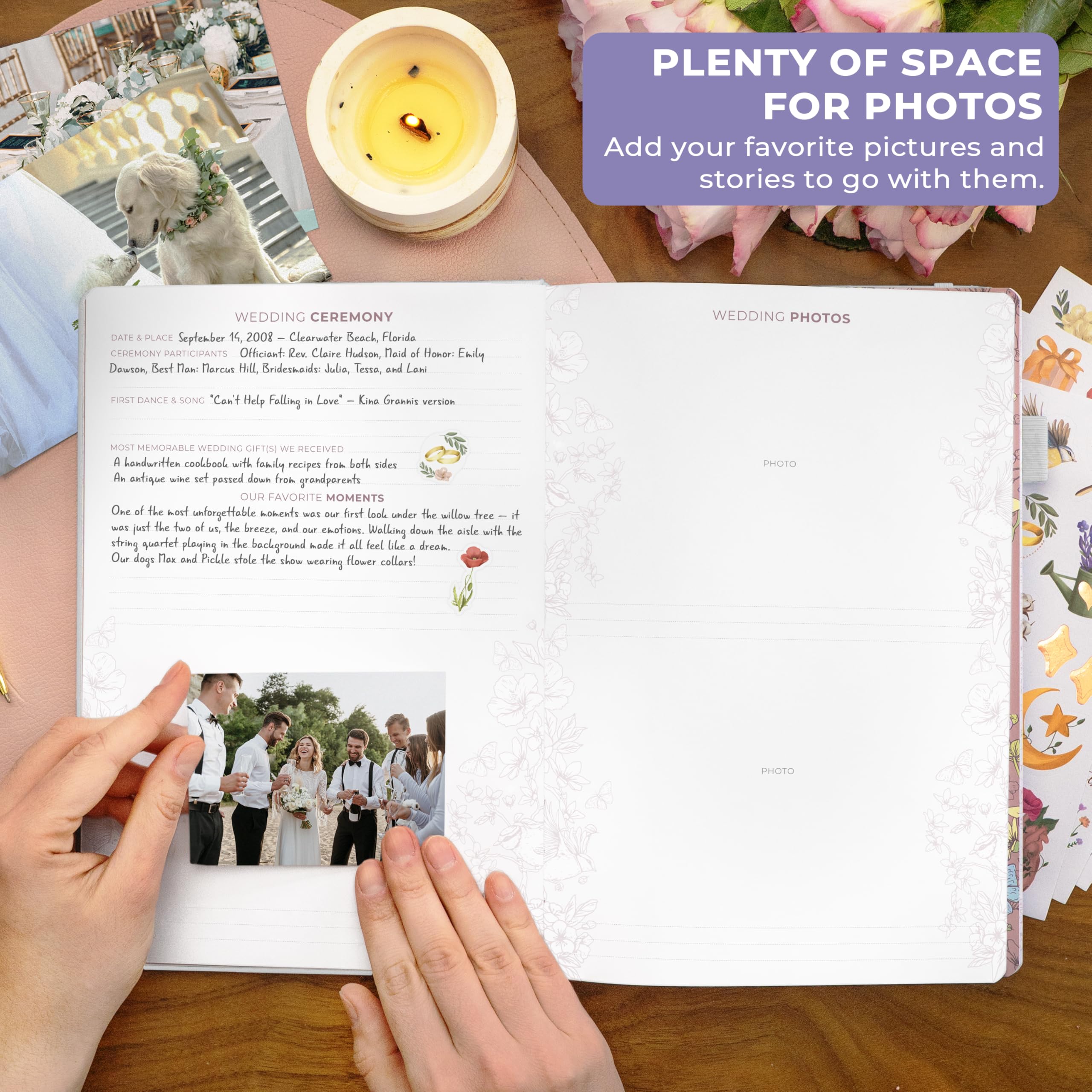 Clever Fox Journal d'anniversaire – Livre de souvenirs pour couple et album photo avec espace d'écriture – Cadeau de mariage (blanc)