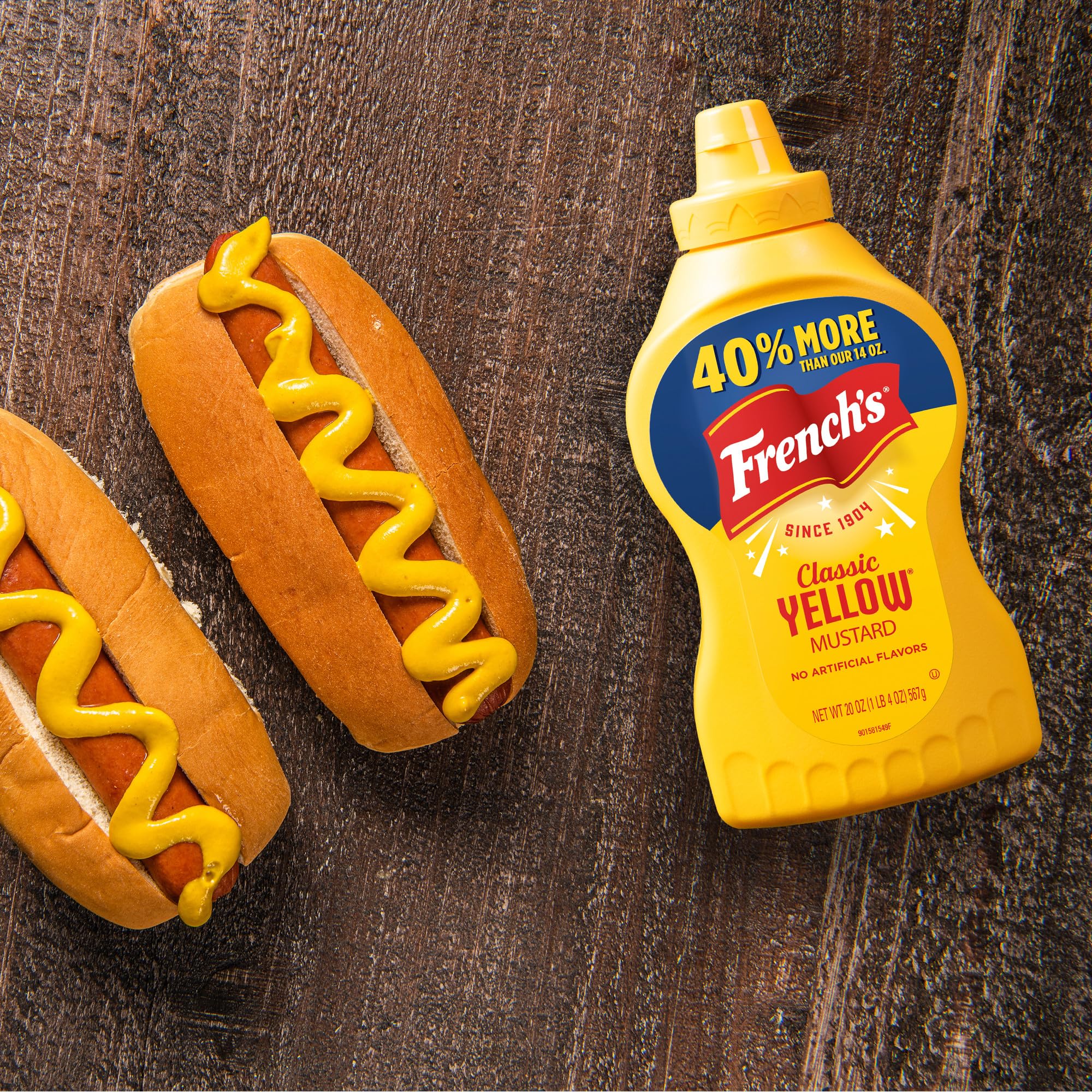 French's Mostaza amarilla, clásica, semillas de mostaza de grado #1 molidas en piedra, producto de los Estados Unidos, sin gluten, sin sabores artificiales, para hamburguesas, mocosos, perros