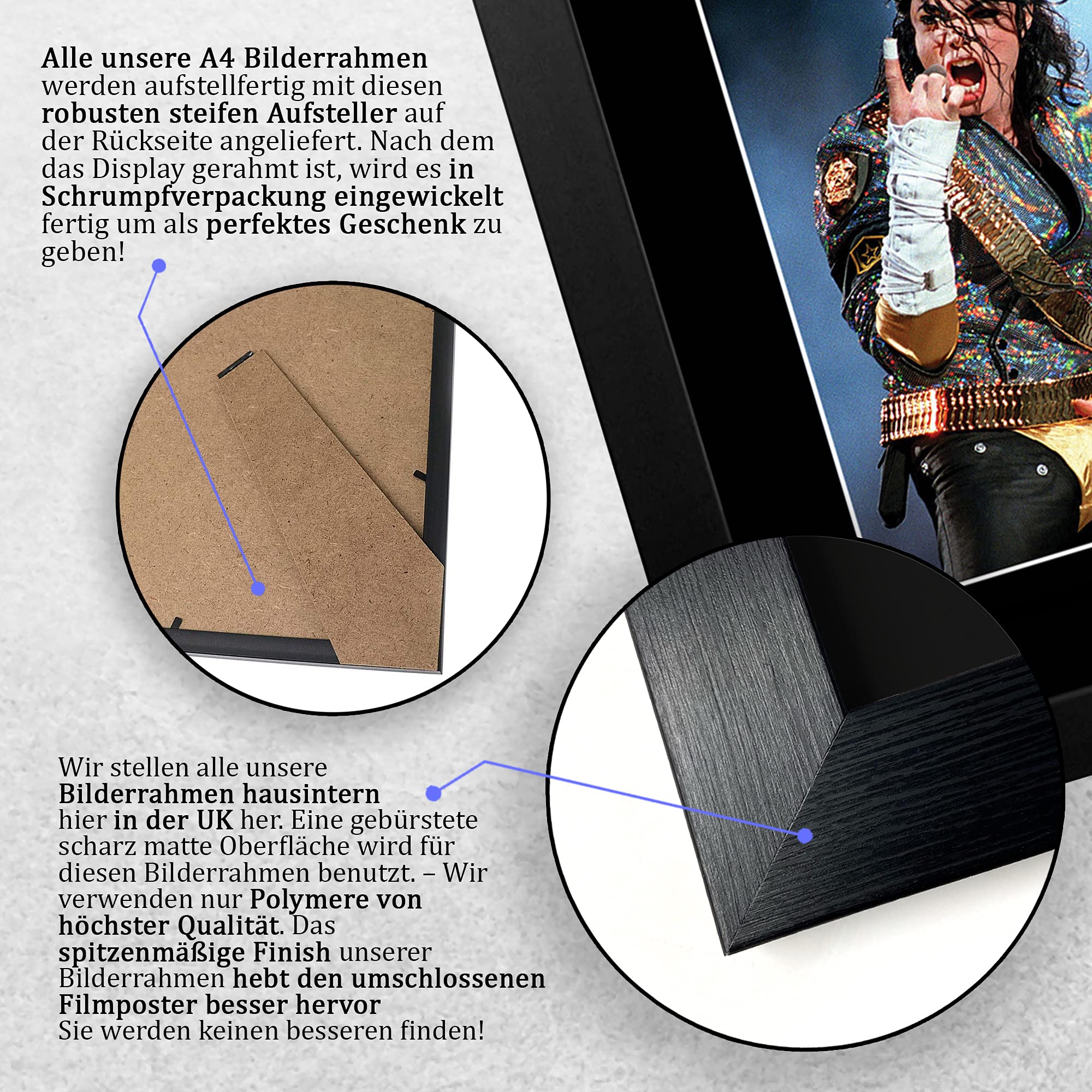 HWC Trading Michael Jackson A4 Gerahmte Signiert Gedruckt Autogramme Bild Druck-Fotoanzeige Geschenk Für Musik-Fans