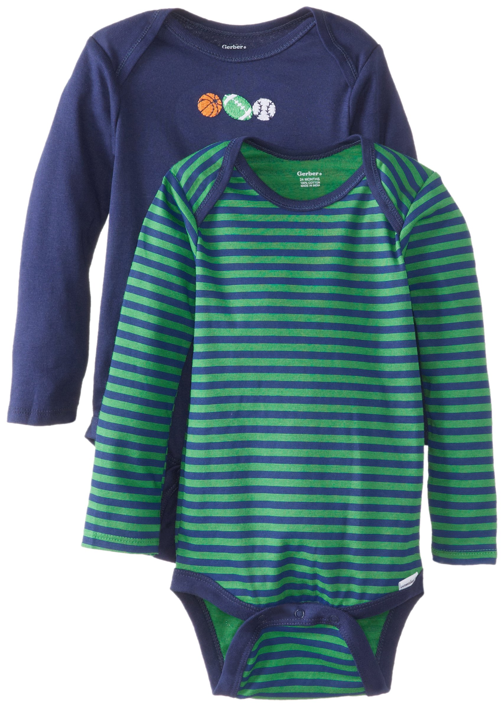 Gerber Baby Boys' 2 Pack Long Sleeve Onesies