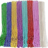 Elefama 200PCS Mardi Gras Beads Necklaces Bulk 33" 7mm - 8 Vibrant Colors Purple Gold Green Red for Party Throws Parades Kids Adults