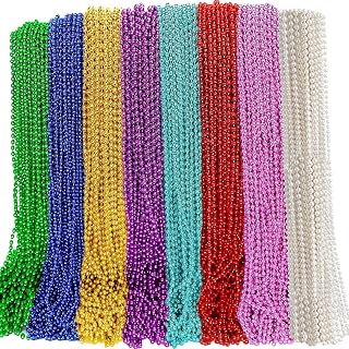 Elefama 200PCS Mardi Gras Beads Necklaces Bulk 33" 7mm - 8 Vibrant Colors Purple Gold Green Red for Party Throws Parades Kids Adults