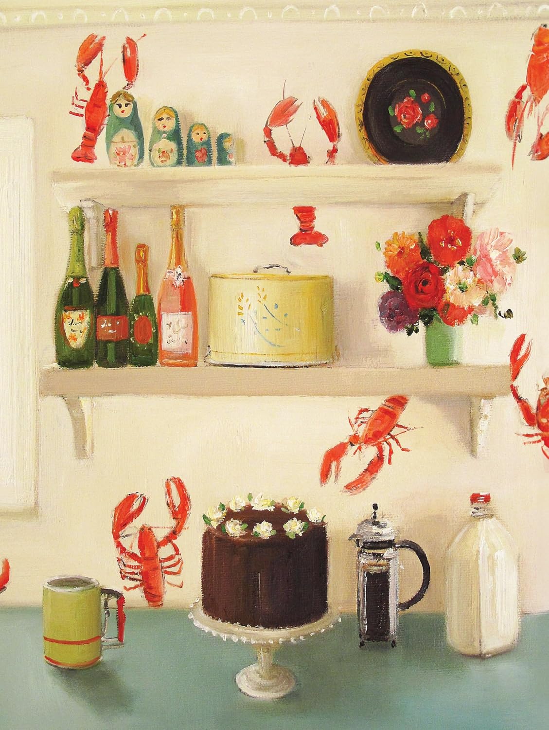 New York Puzzle Company - Janet Hill Devil's Food Cake - 500 Piece Jigsaw Puzzle for Family Game Nights by Janet Hill
