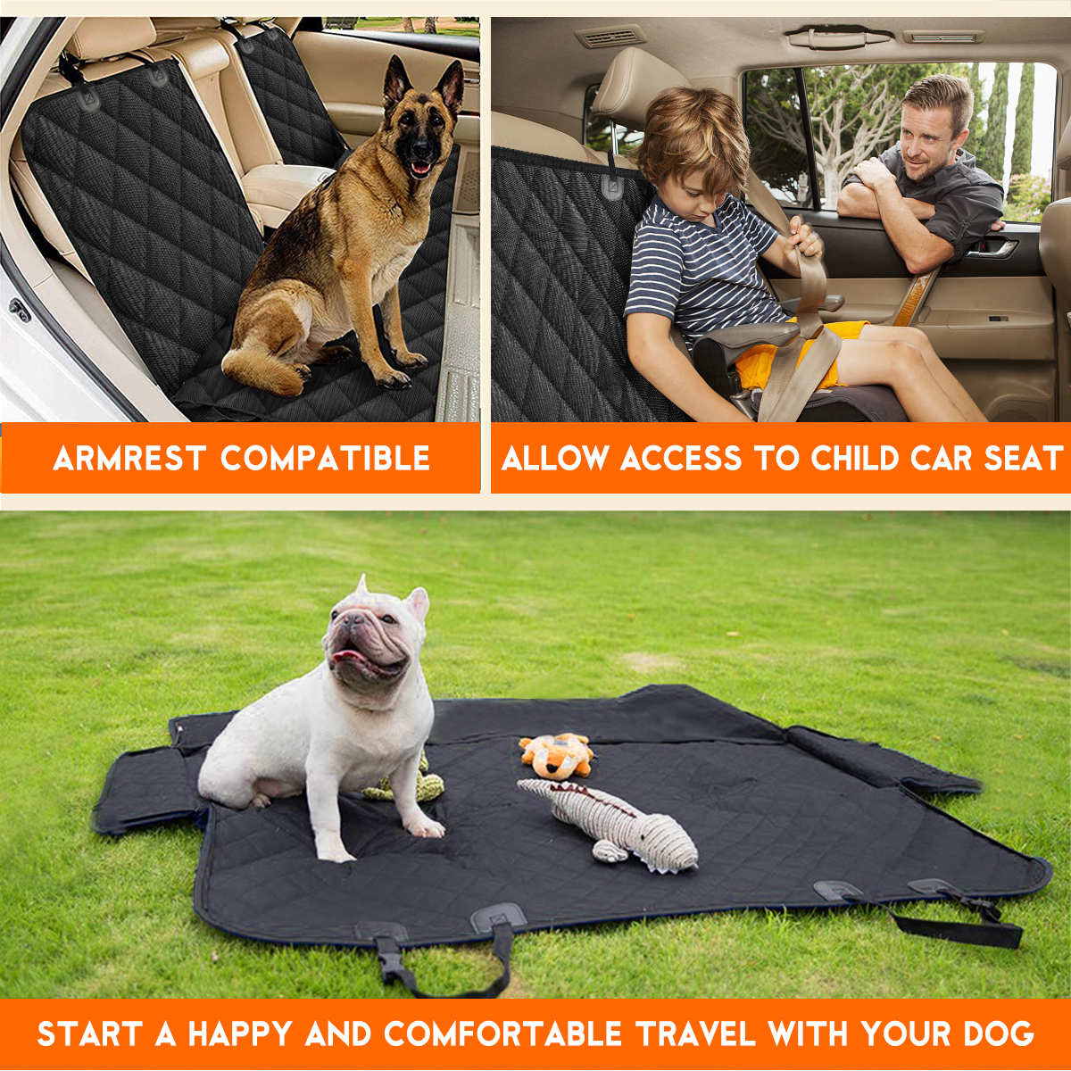 Yuntec Dog Car Seat Cover, Back Seat Cover for Dogs Pet Car Seat Protector Waterproof Bench Car Seat Cover, Non-Slip… - Image 7