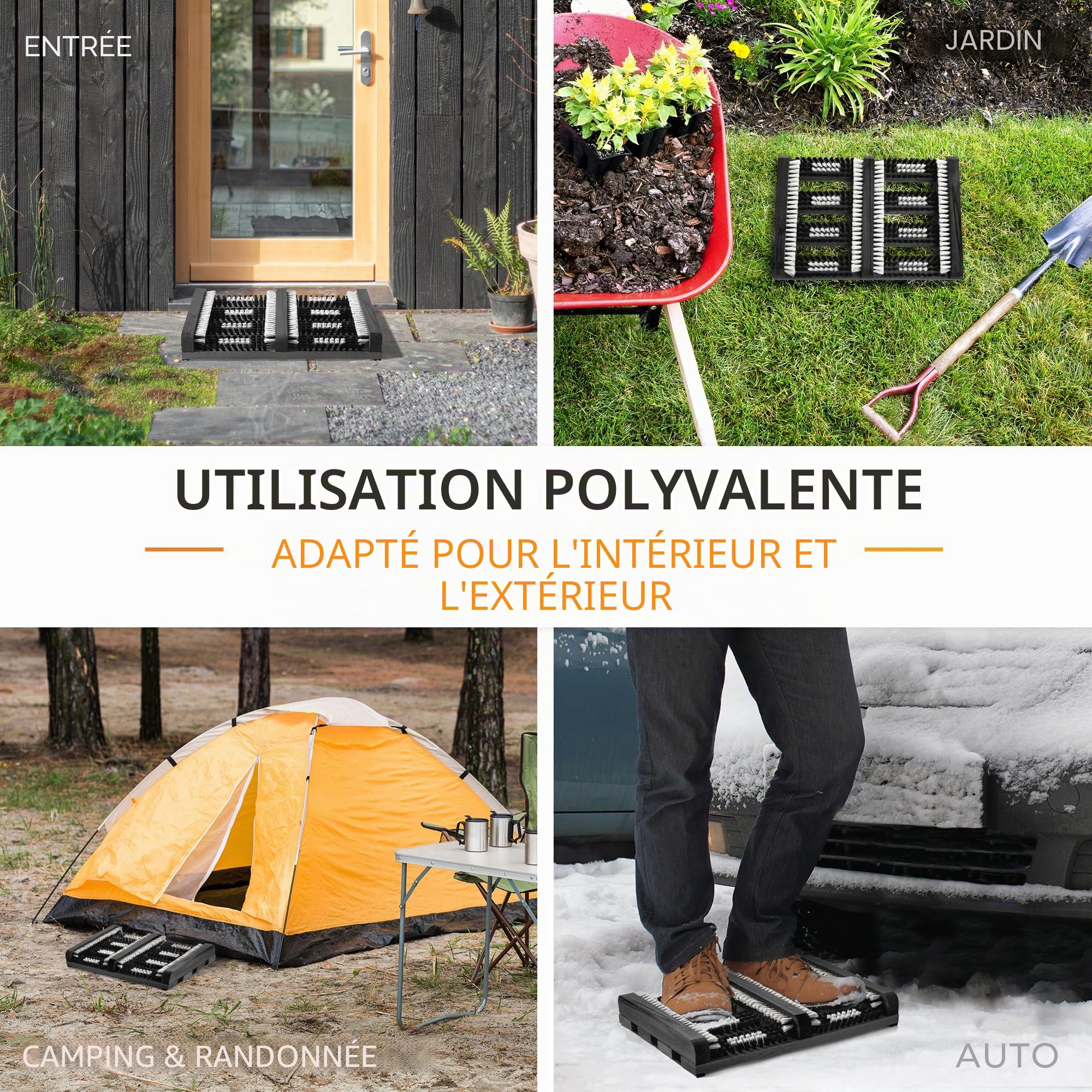 Nettoyant pour chaussures avec tapis antidérapant et brosses puissantes Gris