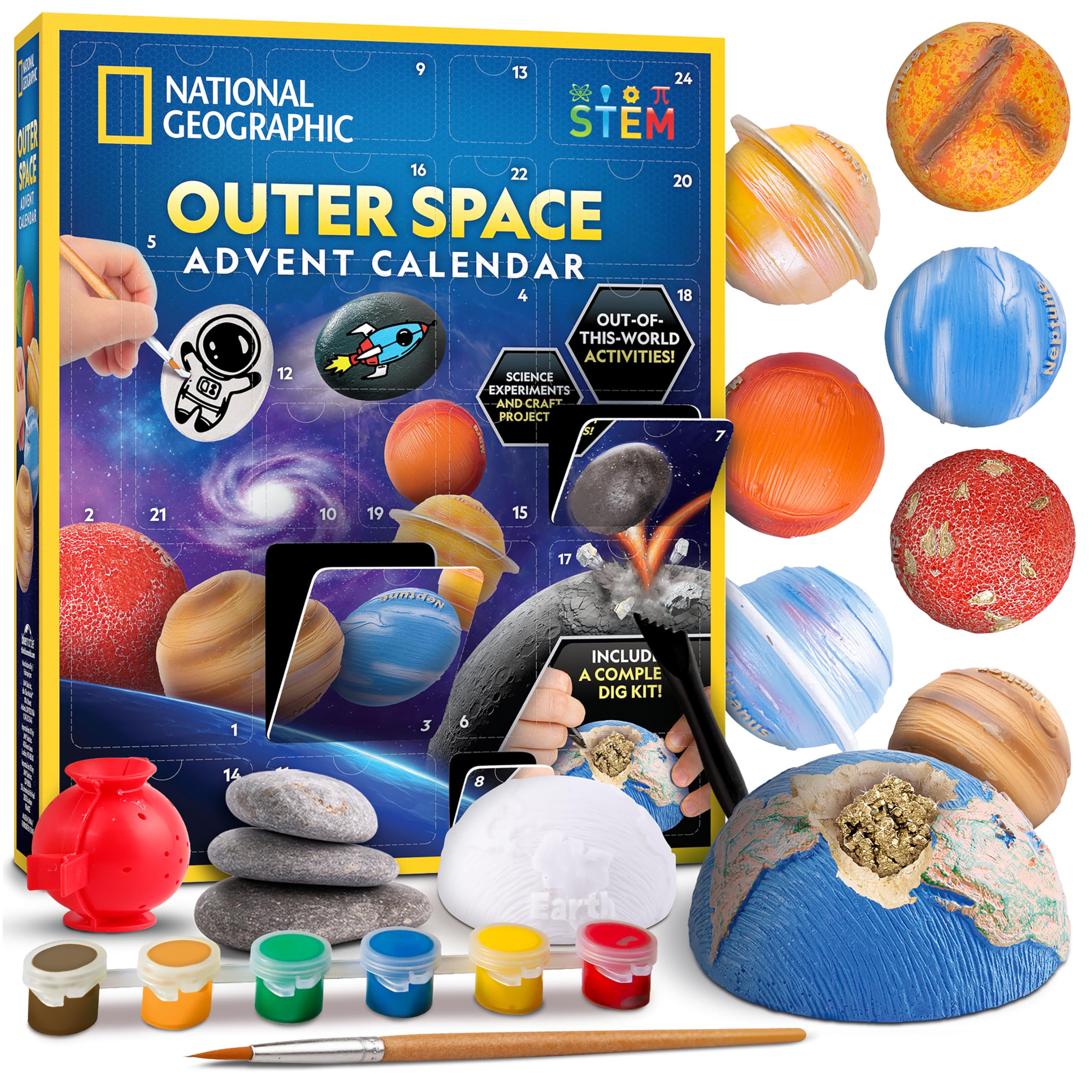 NATIONAL GEOGRAPHIC - Calendario dell'Avvento 2025, 24 giorni di esperimenti, artigianato e attività a tema spaziale, calendario natalizio per bambini