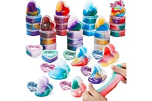 JOYIN 30 Unique Classroom Valentines Galaxy Slime Hearts
