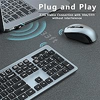 Vista 3 de Combo de teclado y mouse inalámbricos, COVEVA 2.4GHz, teclado y mouse inalámbricos con receptor USB, teclas con gota de agua, 104 teclas