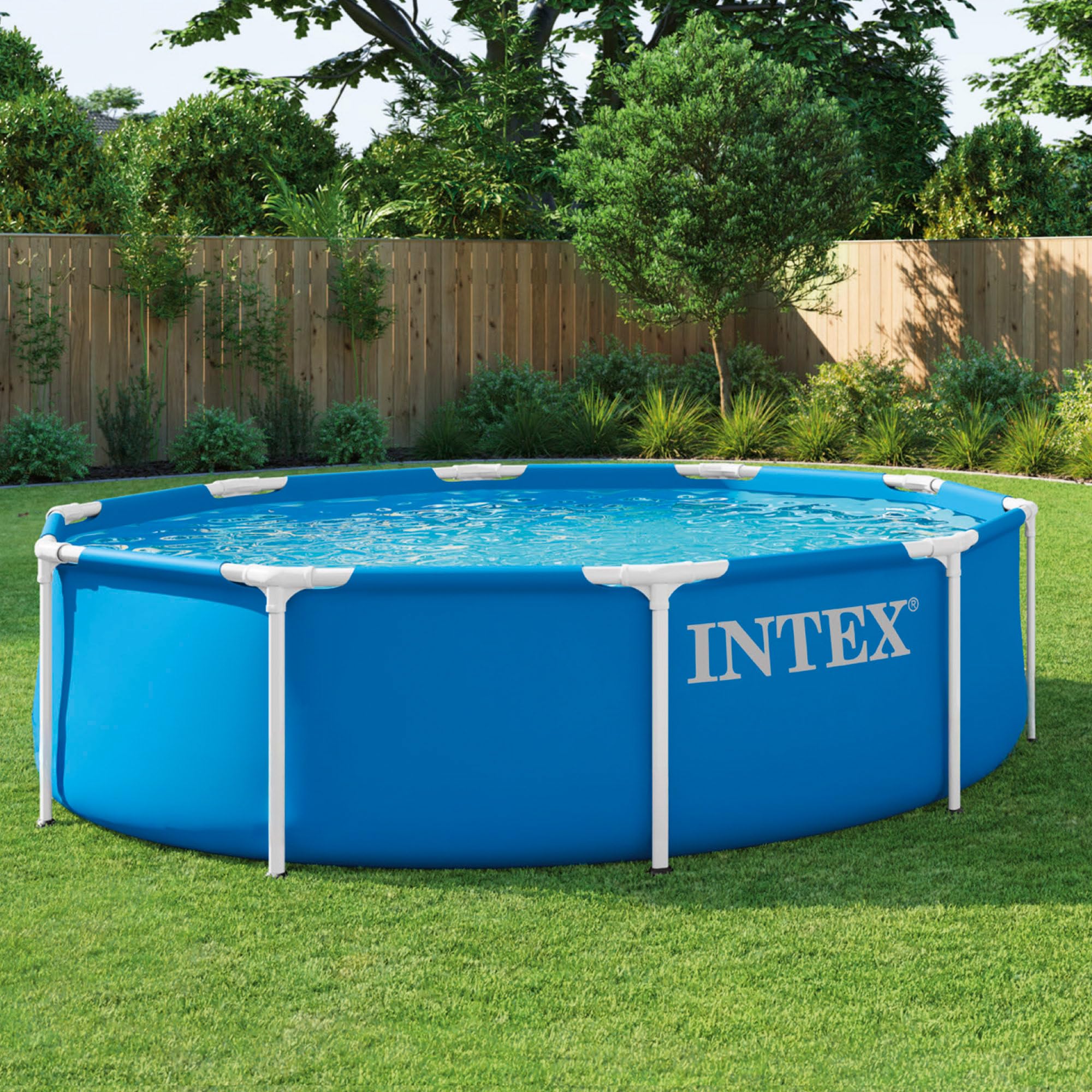 Intex - Piscina Desmontable, Metal Frame, D305x76 cm, Capacidad 4.485 litros, Incluye depuradora, Montaje 30 Minutos, Conexiones Ø32 mm, para Mayores de 6 años, Piscinas Redondas (56097)