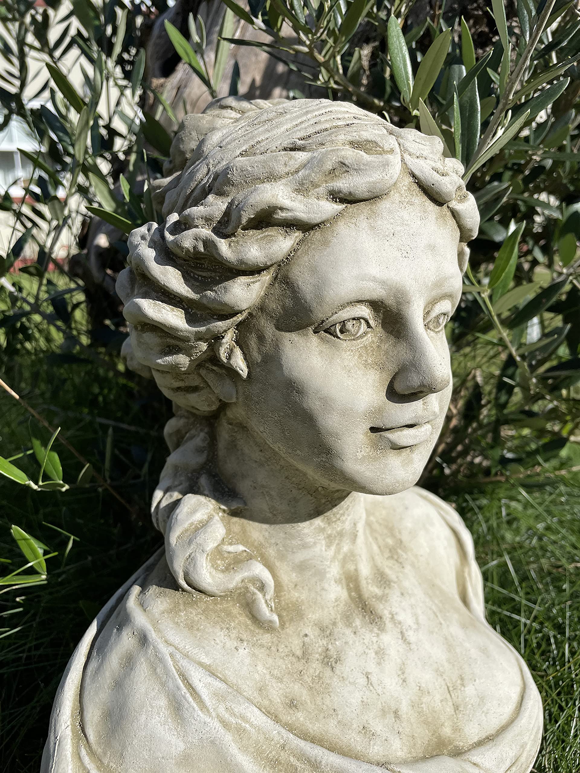 Estatua del busto de la criada francesa | Piedra reconstituida Classic Concrete Garden Ornamento