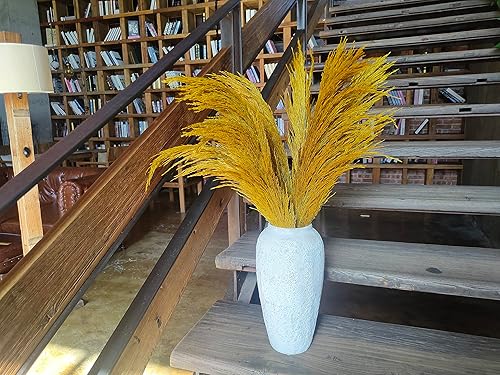 Miniatura 2 de Hierba de pampa dorada y amarilla, decoración de flores de granja, flores doradas altas, 8 piezas de hierba de pampa seca rústica de 31.5 pulgadas,