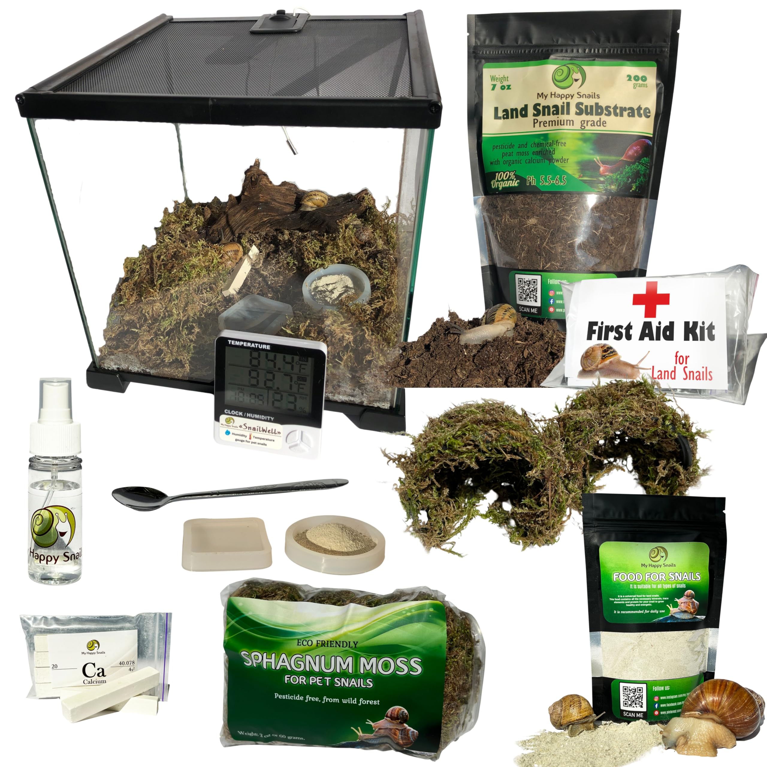 Terrarium Pro Kit - Das ultimative Schneckenpflege-Starterpaket für riesige afrikanische Landschnecken, Helix Aspersa, Helix Pomatia, Hainschnecken usw