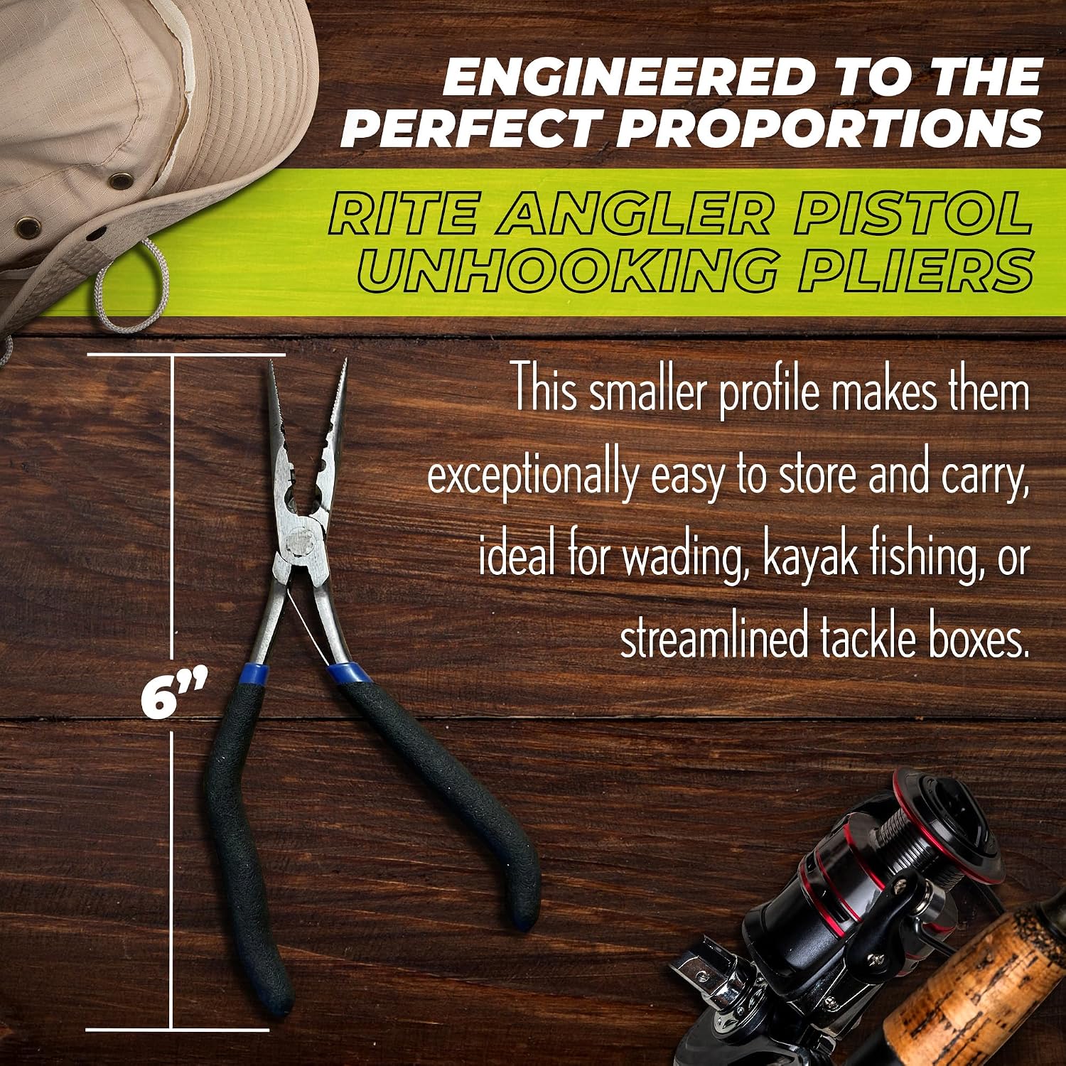 Pistol Unhooking Pliers – Fishing Pliers with Pistol Grip for Hook Removal, Freshwater/Saltwater, Needle Nose Tool for Fish - Blue/Black, 6"