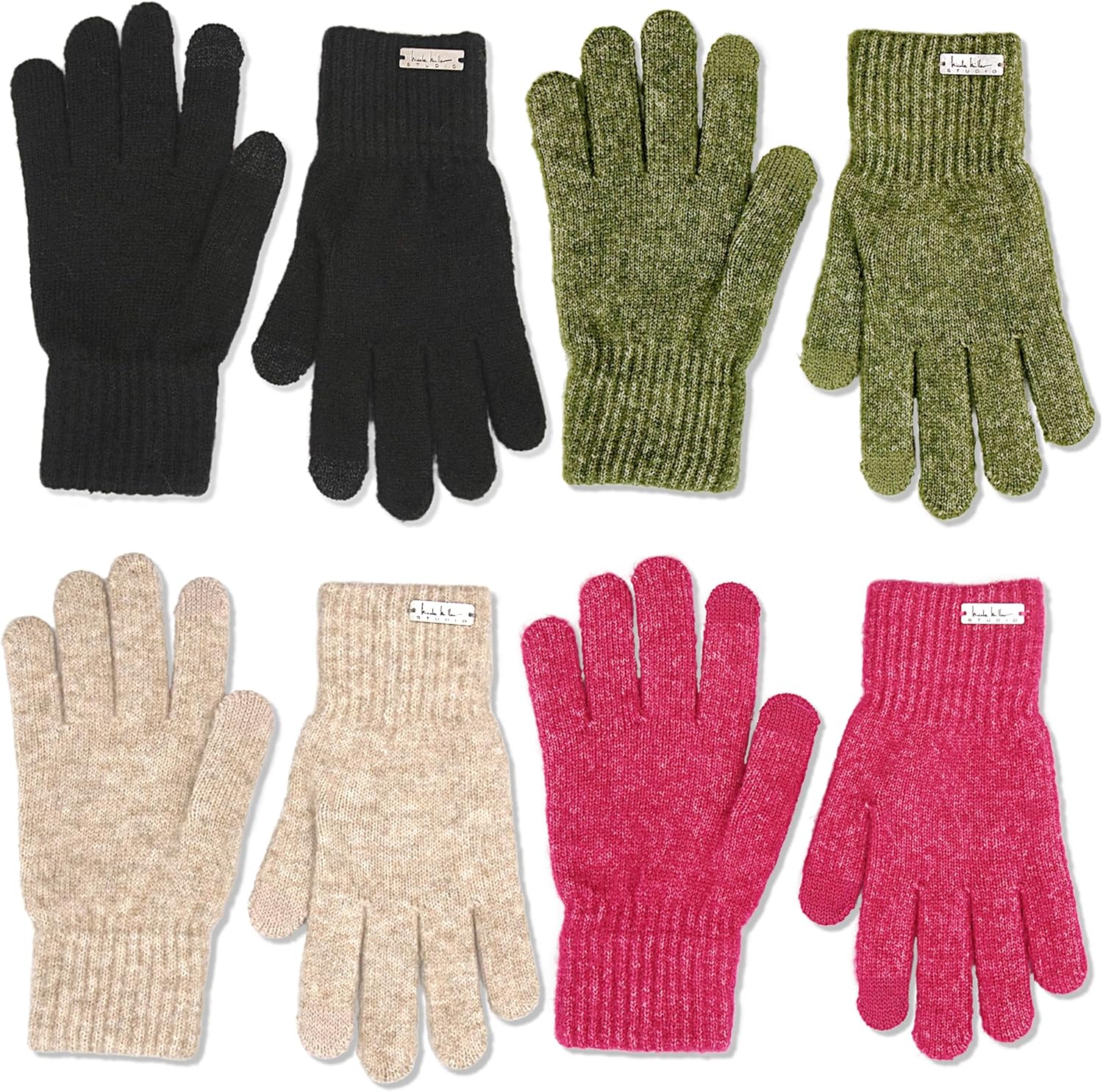 Nicole Miller Womens Winter Cold Weather Gloves Pack Of 4, Multicolor Nicole Miller Womens Winter Cold Weather Gloves Pack Of 4, Multicolor