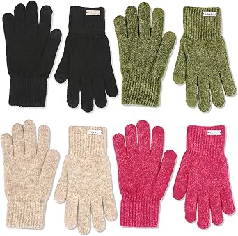 Nicole Miller Womens Winter Cold Weather Gloves Pack Of 4, Multicolor