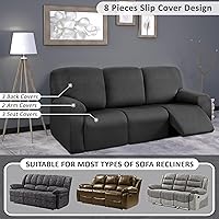 Vista 5 de ULTICOR Fundas para Sofá Reclinable de 8 Piezas, Fundas Elásticas de Hilo Teñido para Sofá Reclinable de 3 Cojines, Fundas Deslizables para Sofá