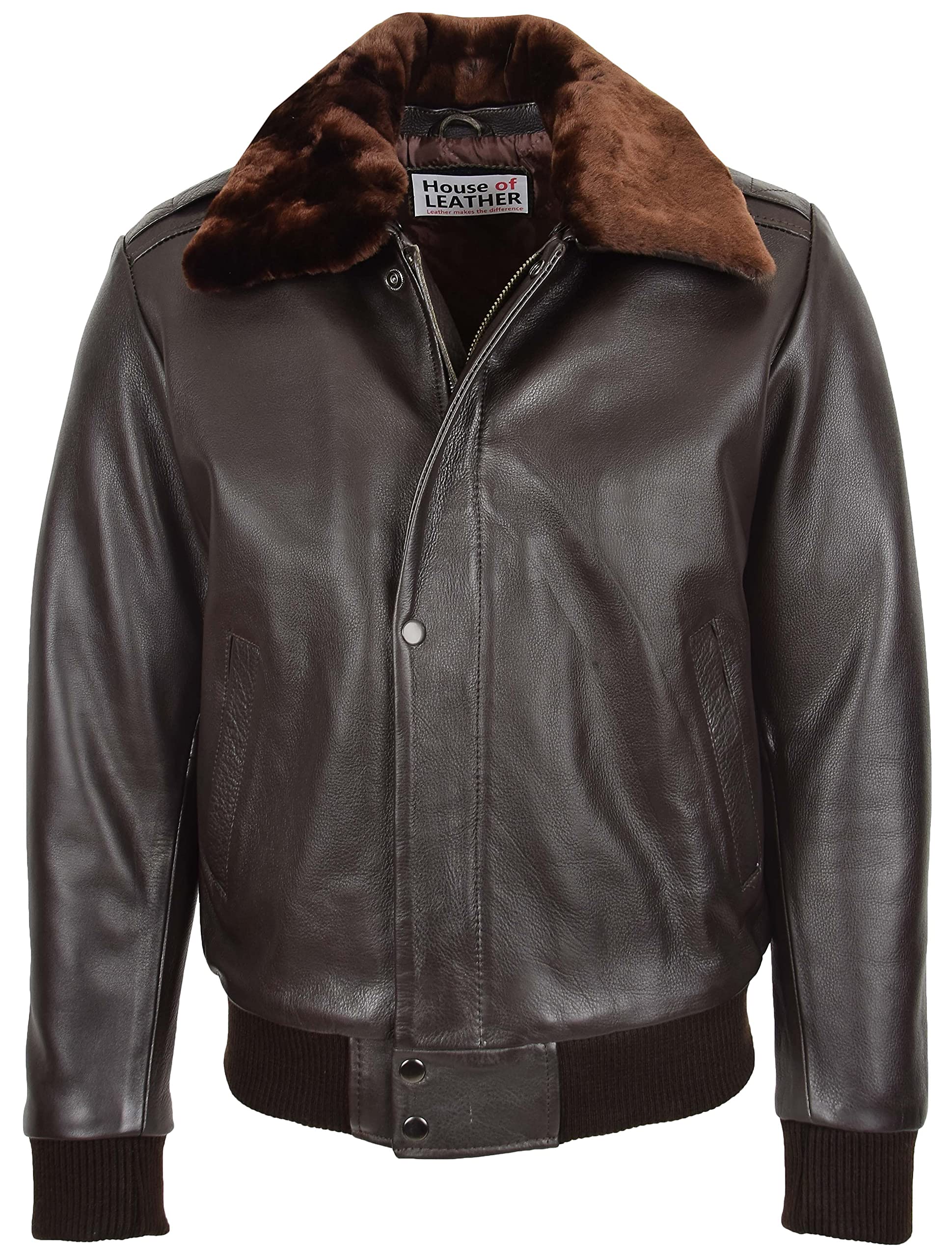 House of Leather - Men's Bomber Jacket - Leather - 2XL - Brown