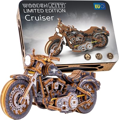 WOODEN.CITY Cruiser V-Twin Limited Edition – Maqueta para Construir Adultos, Puzzle Madera, Maquetas Madera, Escala 1:13, Carcasa Pintada – Ideal para coleccionistas y entusiastas