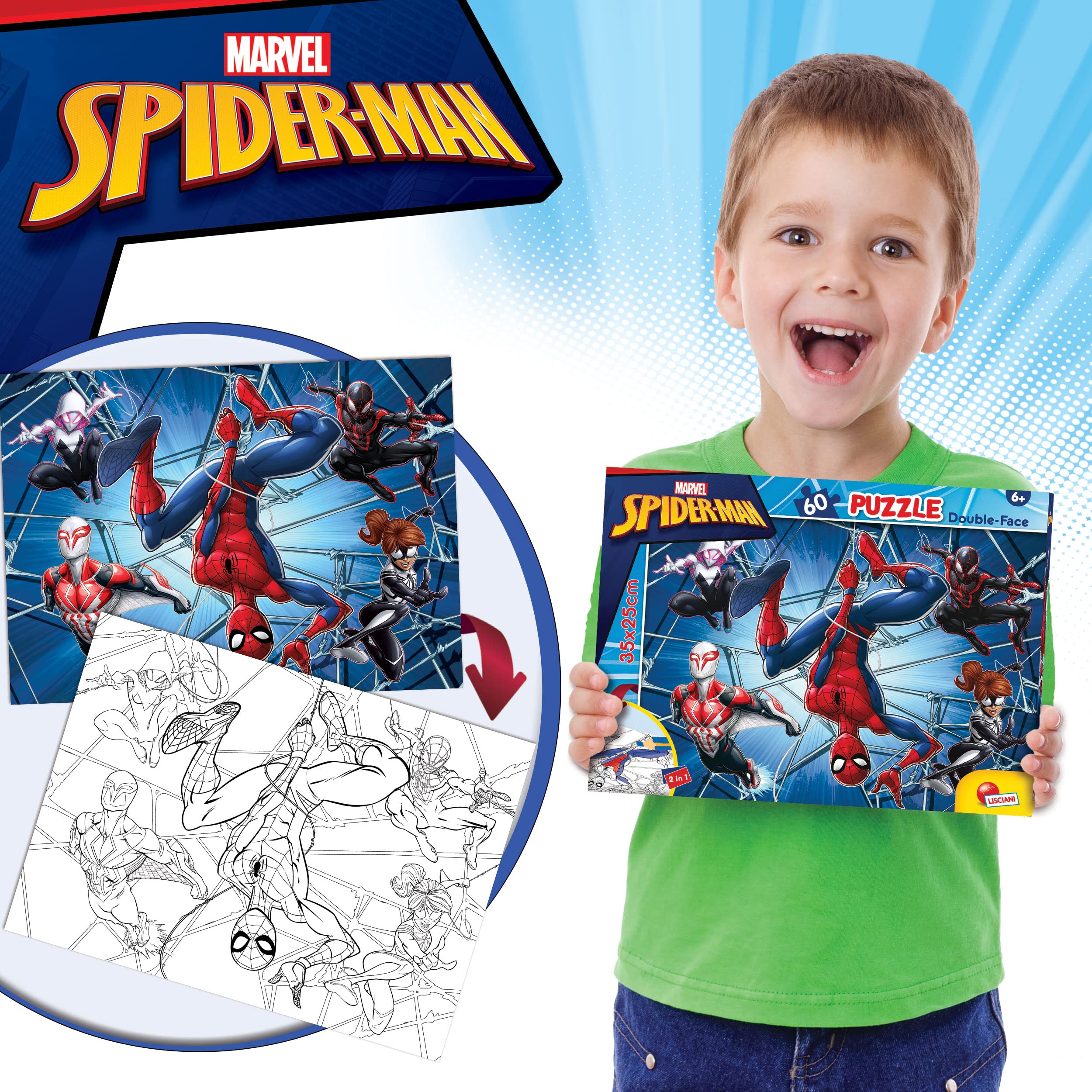 Lisciani Giochi Marvel Puzzle DF M-Plus 60 Spiderman, 99634