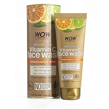 WOW Skin Science Vitamin C Face Wash In Paper Tube (Eco Friendly Packaging) - No Parabens, Sulphate, Silicones & Color - 100ml
