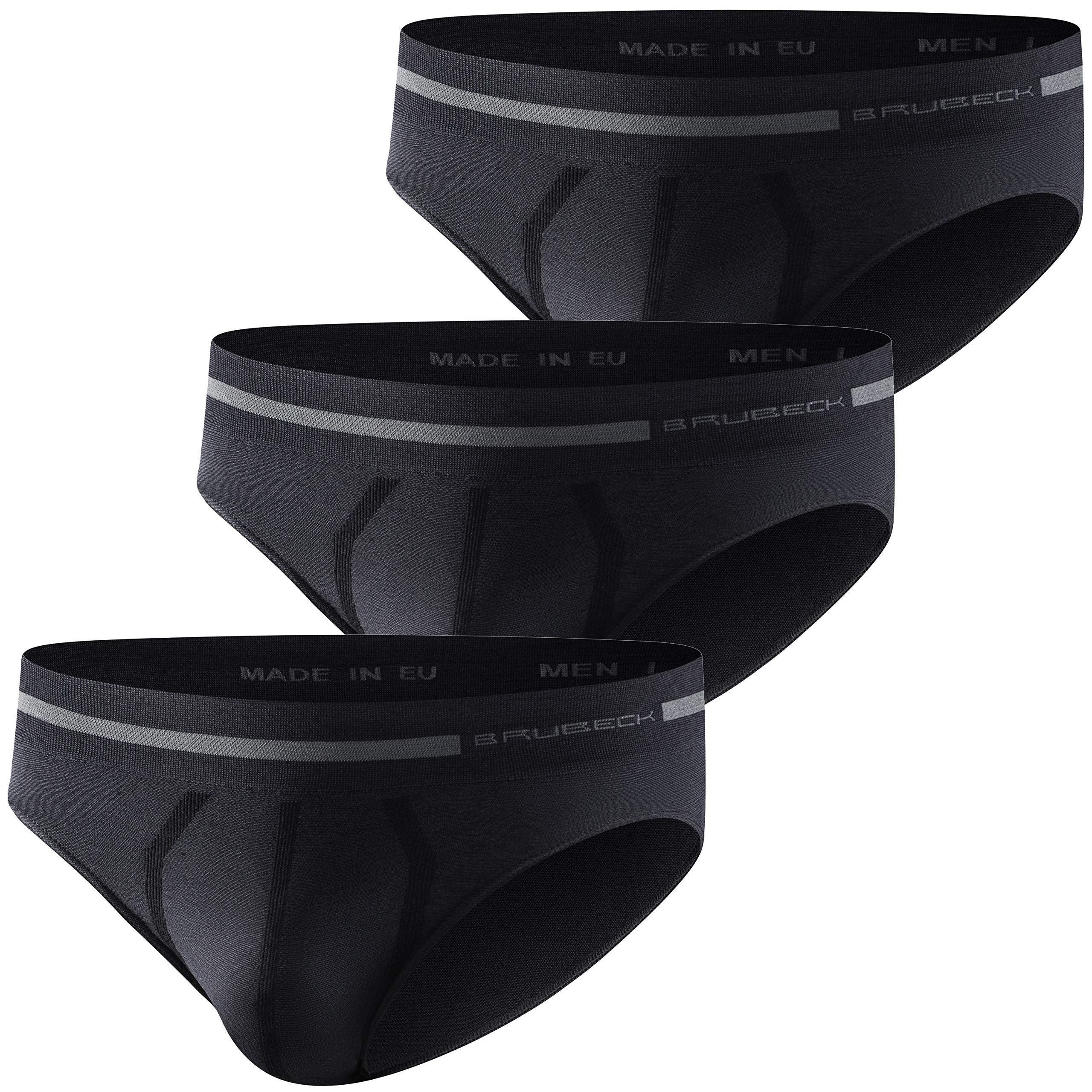 BRUBECK BE10050 Men's Briefs Breathable Sports Thermal Underwear 41% Merino Wool Pack of 3