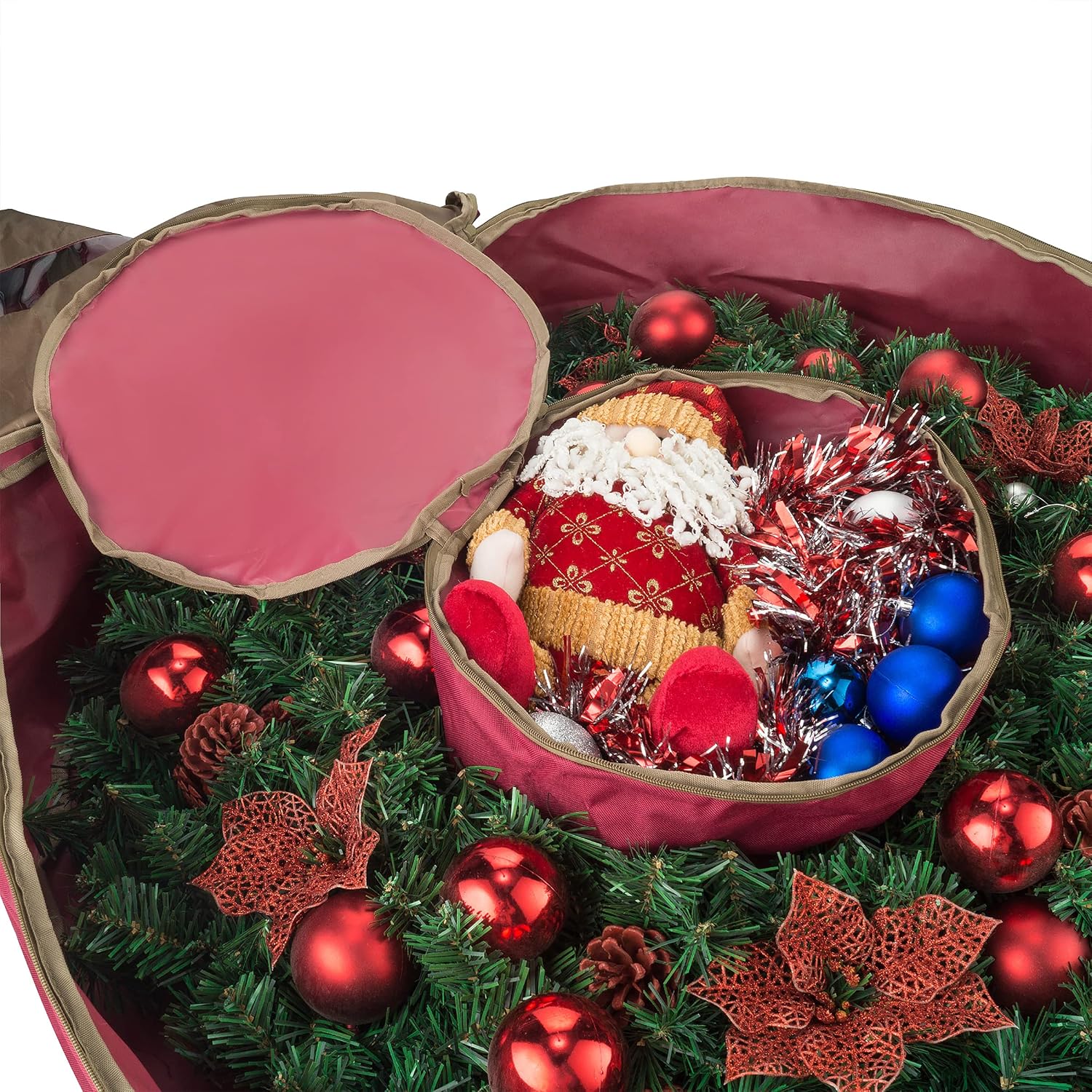 Elf Stor 48" Decorative Wreath Storage Bag, RED