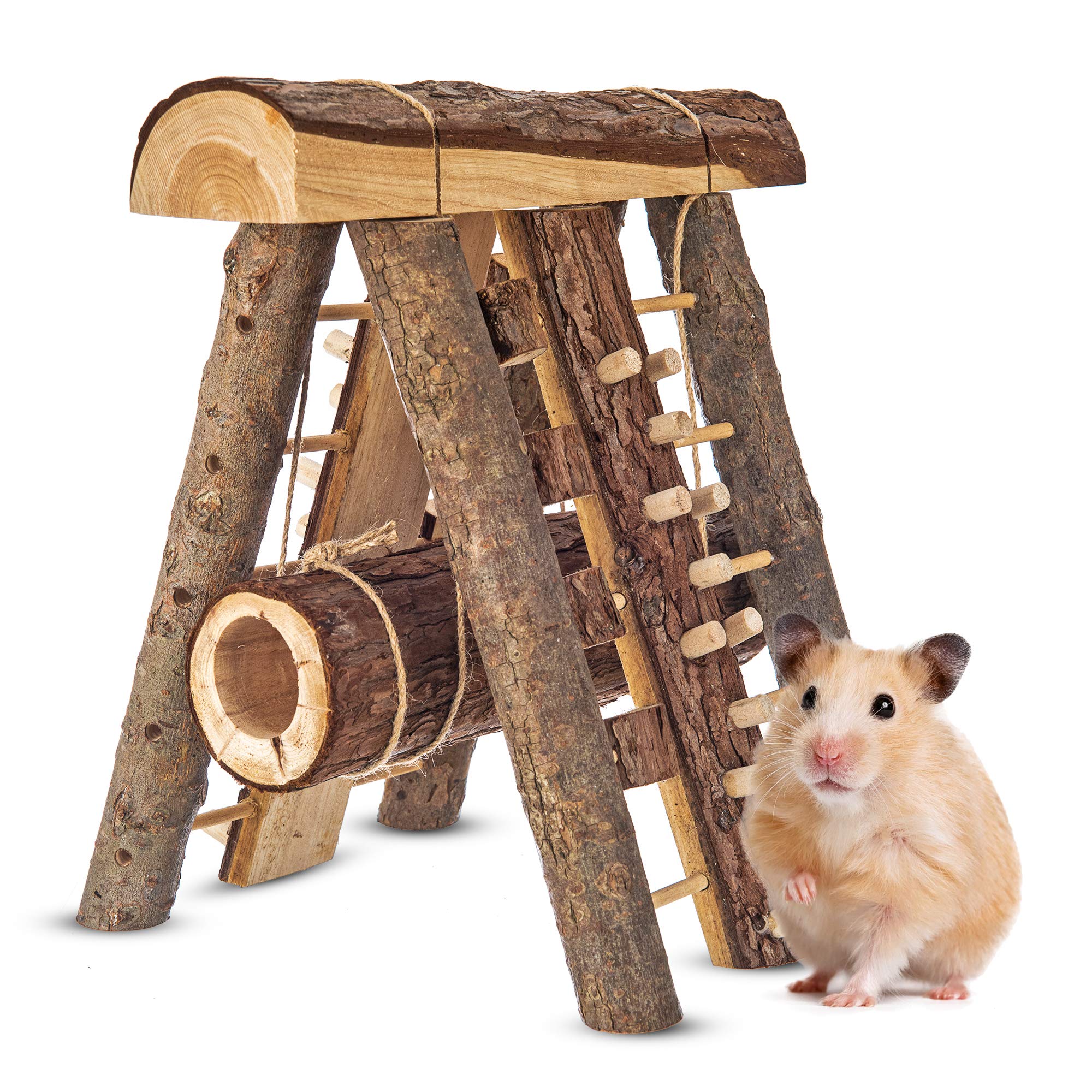 Natural Wooden Climbing Hamster Mouse Gerbil Playground Wall Rats Pets Toys Play House Tunnel