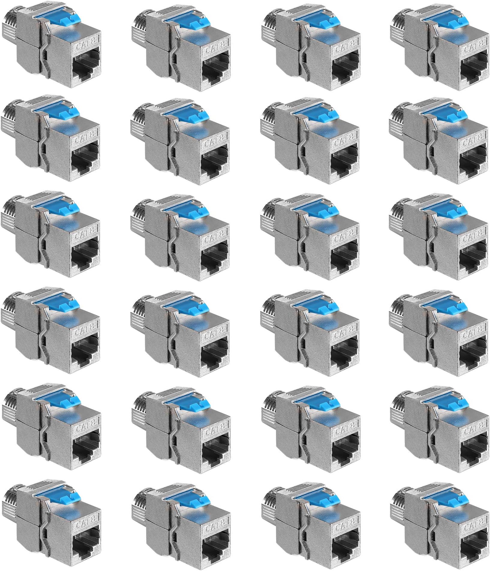 kwmobile Keystone Module Jacks - 24 Piece CAT-8 Shielded Keystone Jack RJ45 Cat 8 Ethernet Module 40 Gbit with Shielded Metal Housing