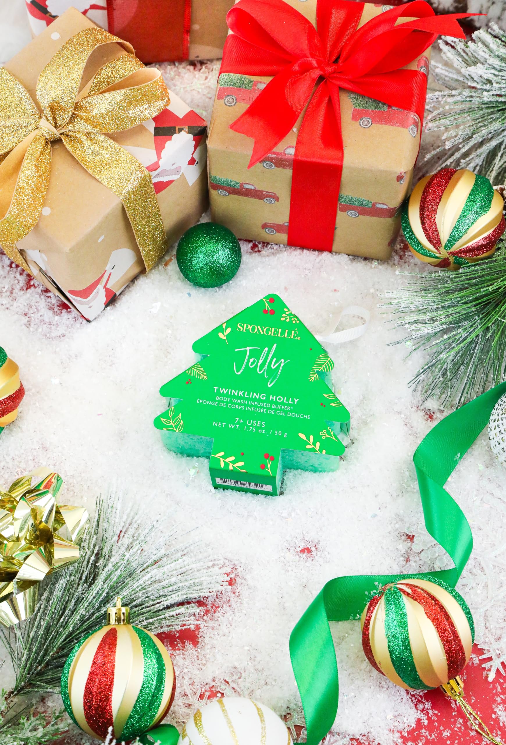 Spongellé Holiday Collection Body Wash Infused Buffer, Jolly (Twinkling Holly) - Image 3