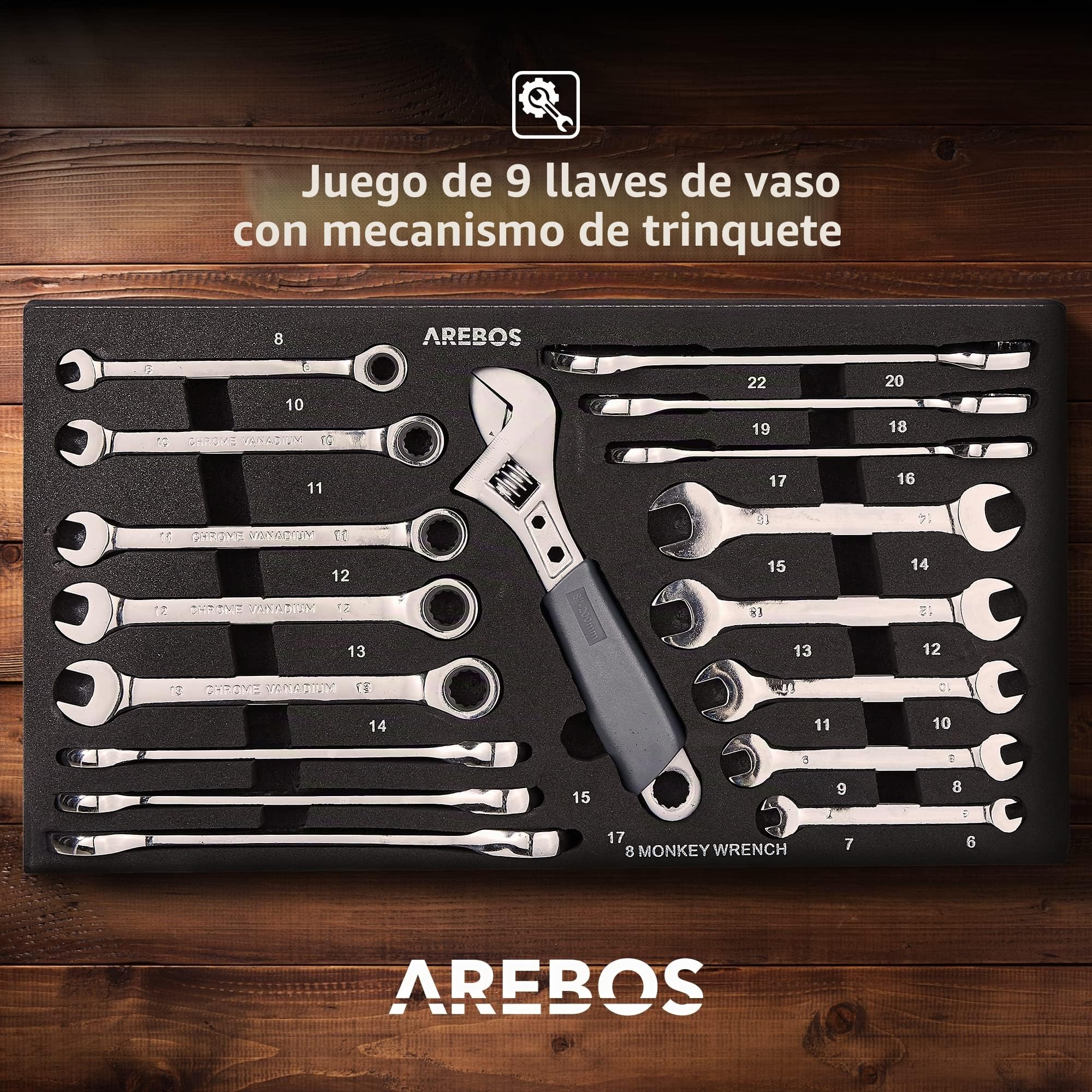 Arebos Caja de Herramientas Incl. Juego de Herramientas de 172 Piezas de Cromo vanadio | para el hogar, Garaje y Taller | Caja de Herramientas Equipada con 3 cajones | con Cerradura