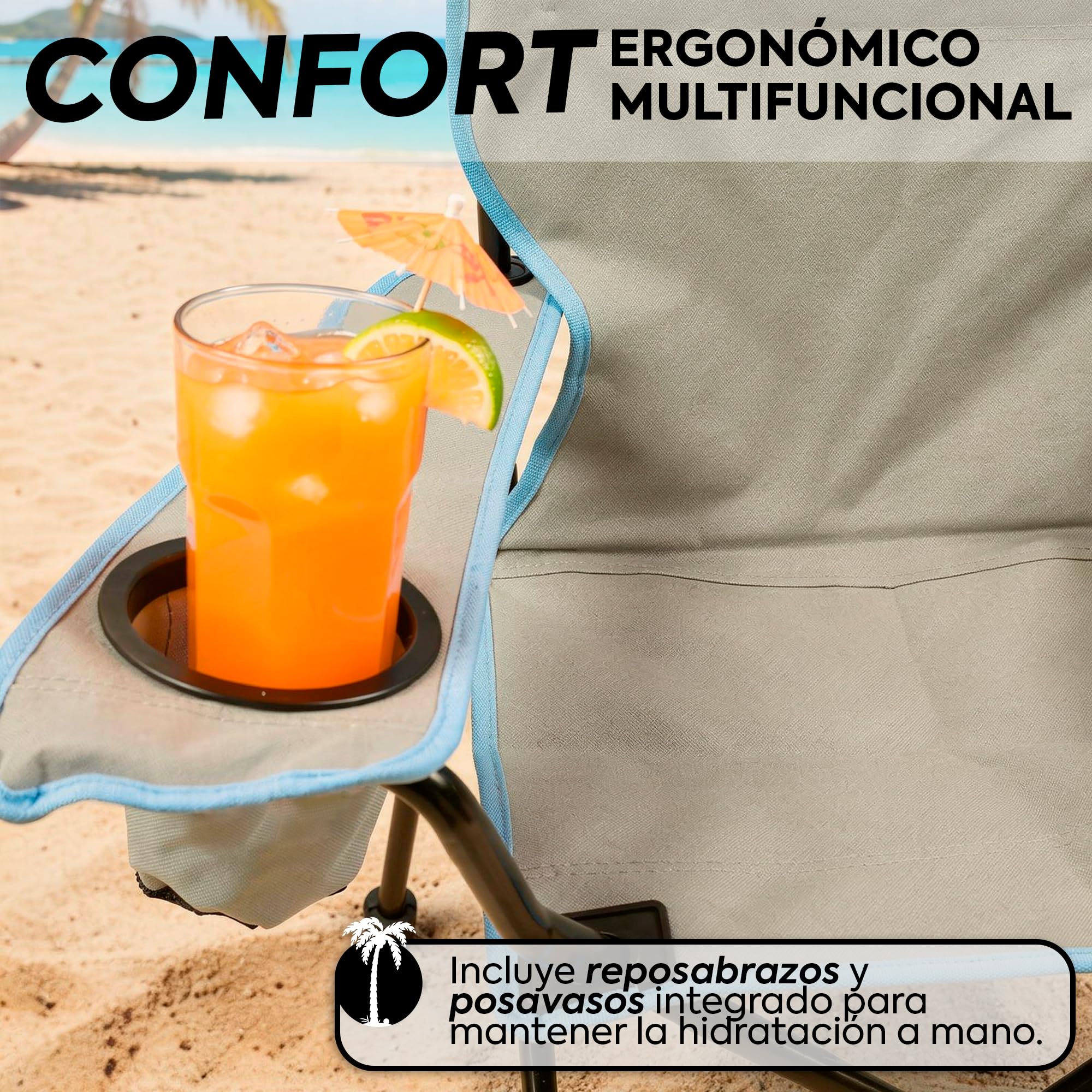 Nordiq - Silla de Camping Plegable Pack 2 - con Respaldo Transpirable para Playa y Exterior con Portavasos y Bolsa de Transporte - 65x90x110cm - Acero - Peso Máximo Soportado 110 kg Rojo
