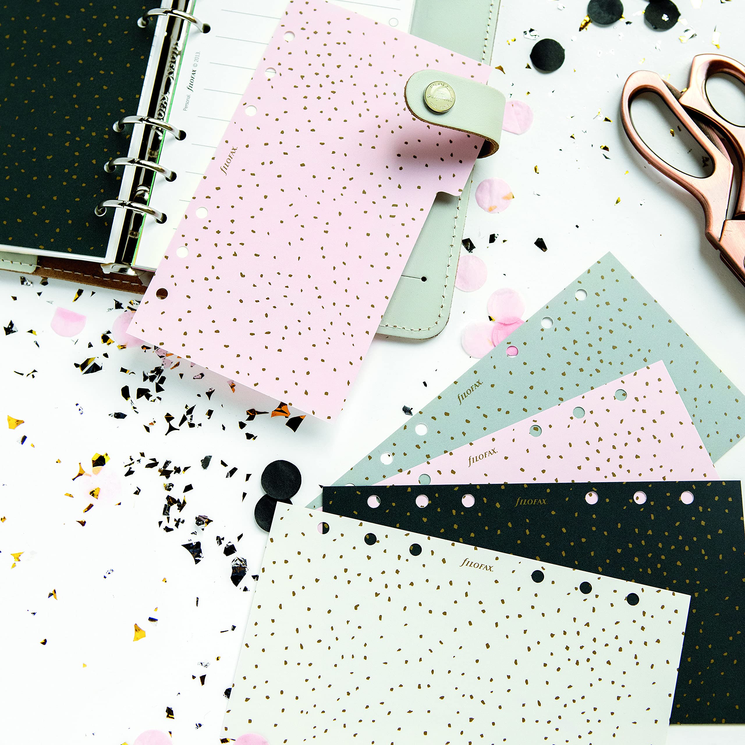 Agenda Filofax Confetti A5 – Couverture Charbon, Accents Dorés – Calendrier 2026 Inclus