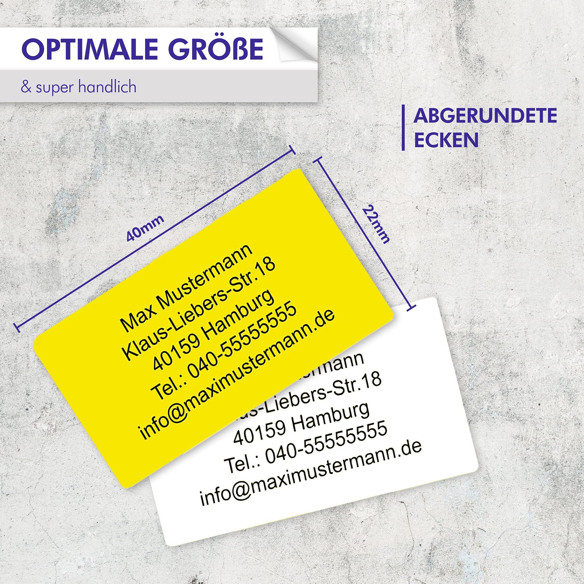 INDIGOS UG Adressetiketten - Namensaufkleber - weiß - 100 Stück personalisierbar - selbstklebend - 40 x 22 mm - verschiedene Varianten