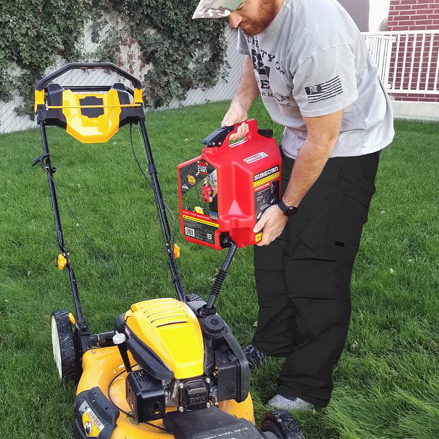 Surecan 5 Gallon Self Venting Gasoline Fuel Can Container with 180 Degree Rotating Nozzle, Thumb Trigger Flow Control, & Child Safe Fill Cap, Red : Automotive