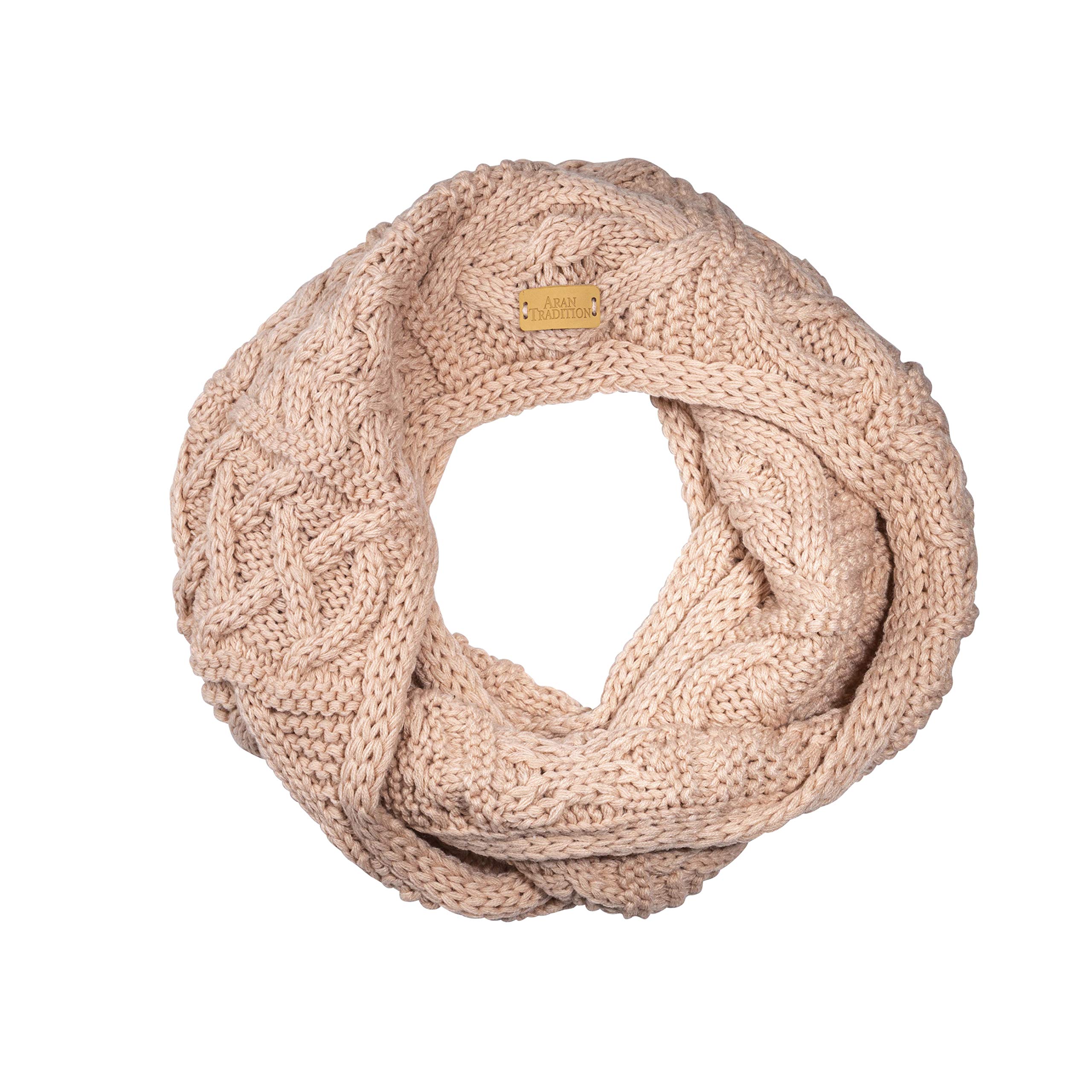 Aran Traditions Cable Knit Snood Scarf (Blush)