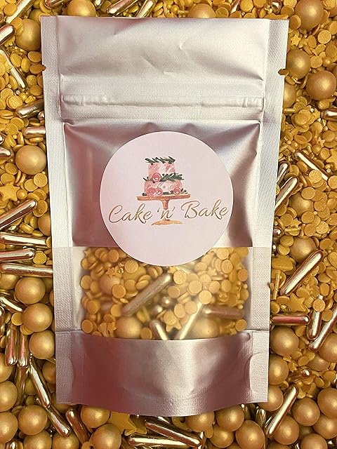 Gold Shimmer Mix with Rods Edible Cupcake Cake Topper Sprinkles (35G)
