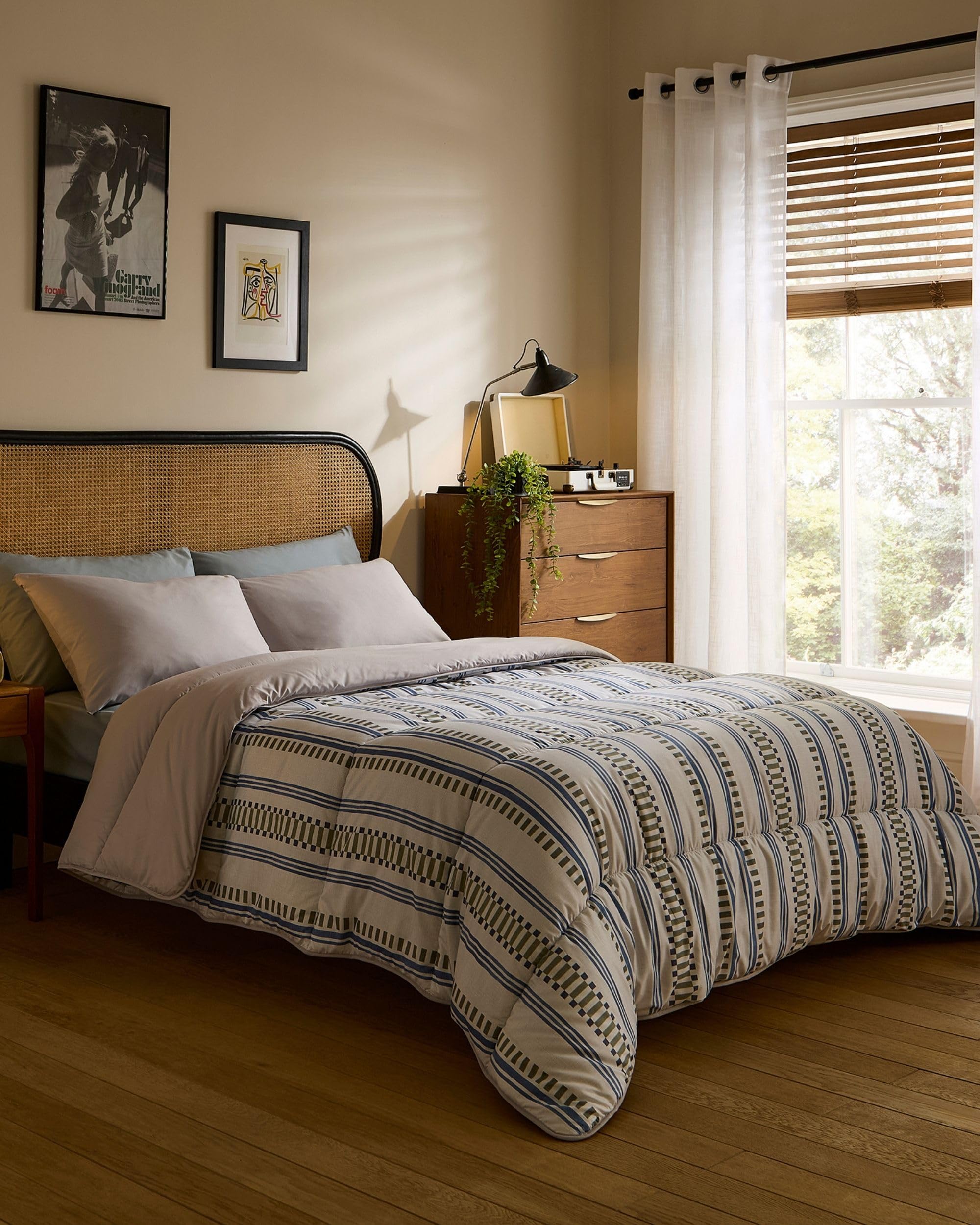 Night Lark Coverless Duvet and Pillowcase Set, Autumn Collection – Coverless Duvet King Size 10.5 Tog with Advanced Smartfil® Fibre, Machine Washable, Hypoallergenic – Scandi Stripe, King Bed Size — image 1