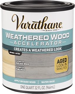Varathane 313835 Weathered Wood Accelerator Quart Gray - Instant Aged Barnwood Finish for Bare Wood
