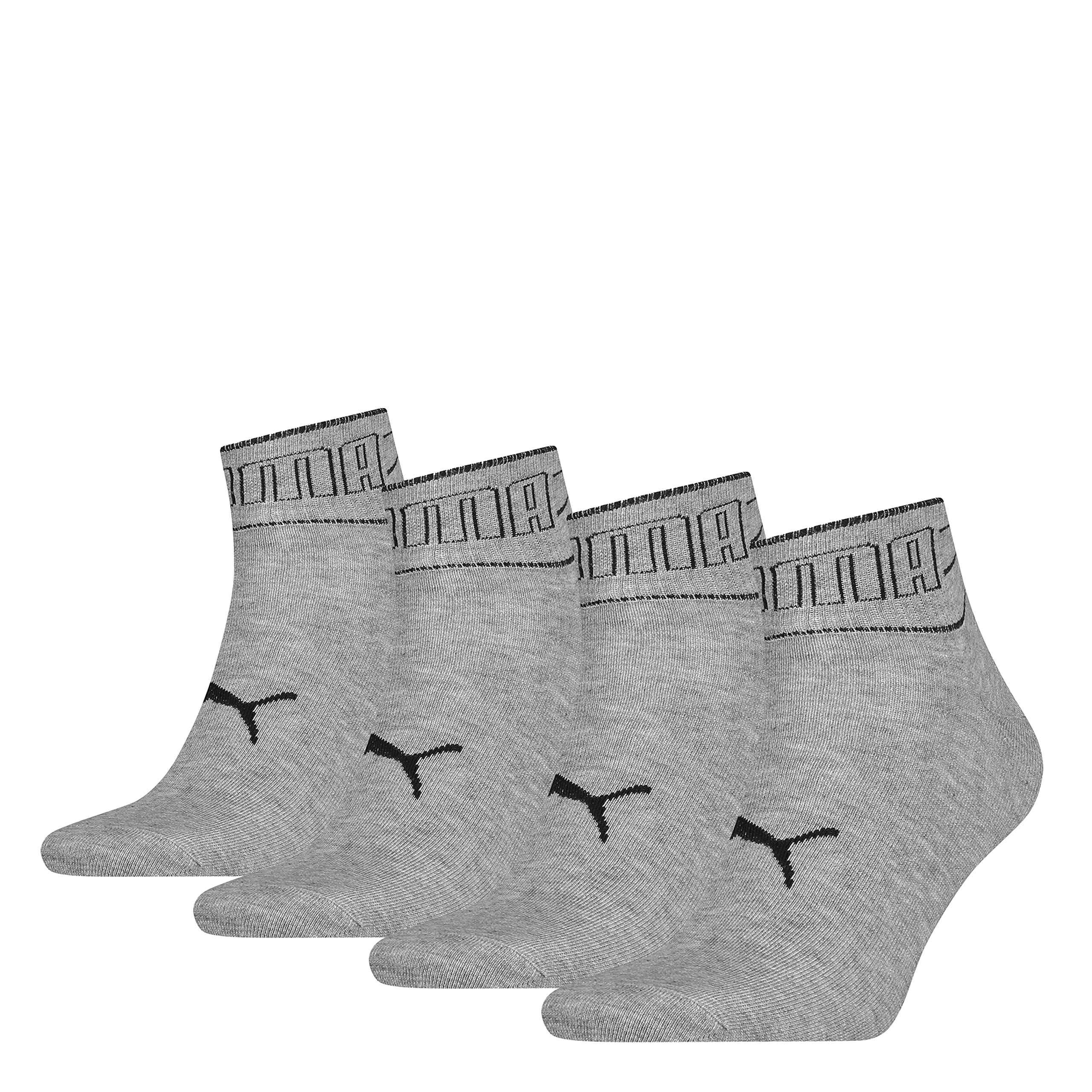 Puma Unisex Grey 4 Pairs Quarter Socks 2.5-5 (35-38)