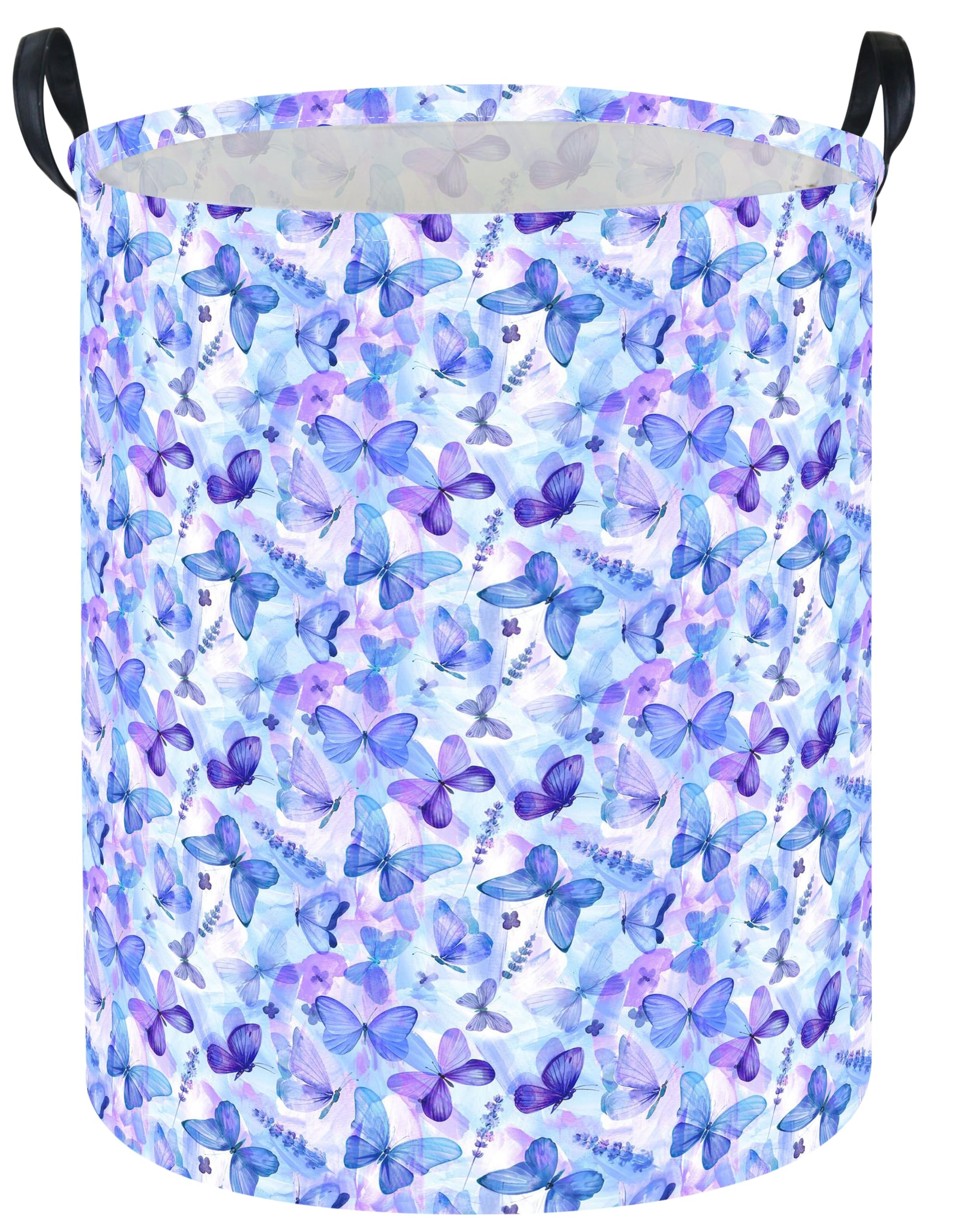 Butterfly Laundry hamper Baby Nursery Hamper Waterproof foldable kids laundry basket Kids Dirty Clothes Hampers Girl Room Decor for Home Gift Baskets(Blue Purple Butterfly)