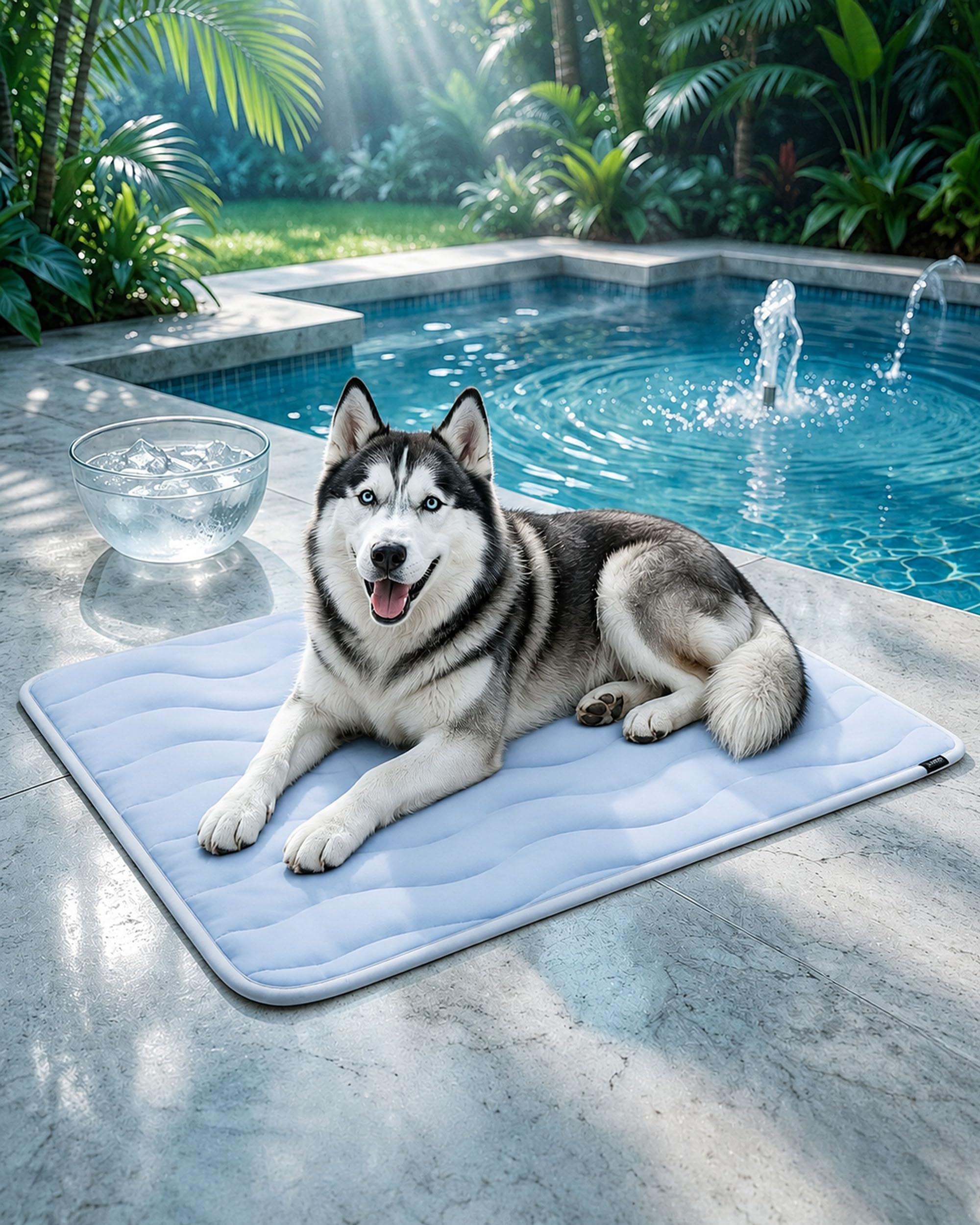 Wxshang Kobolaf Dog Cooling Mat, Ice Silk Cooling Mat for Dogs，Light Blue：M